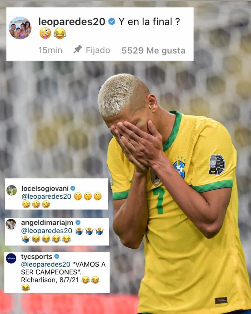 La burla de los jugadores argentinos a Richarlison.