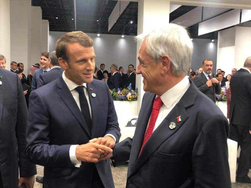 Sebastián Piñera y Emmanuel Macron.