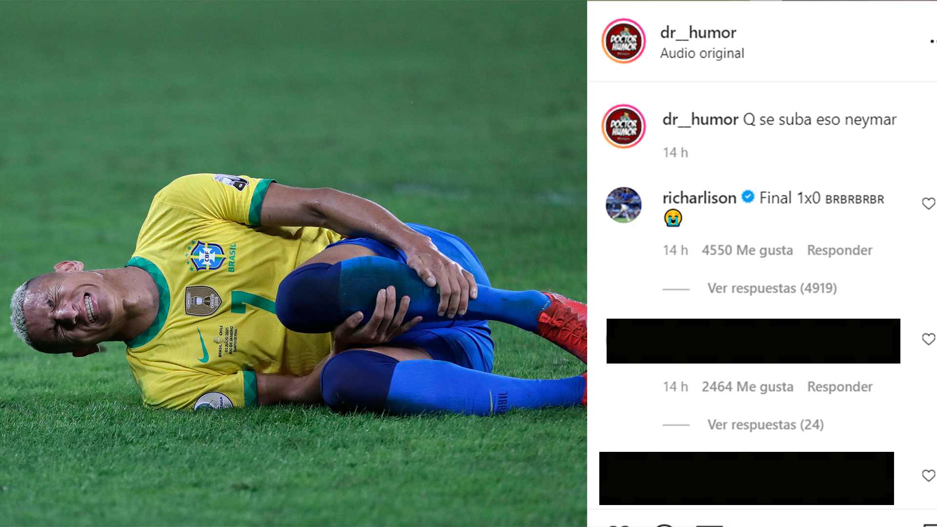 Richarlison se burla de Chile y su eliminación en redes sociales.