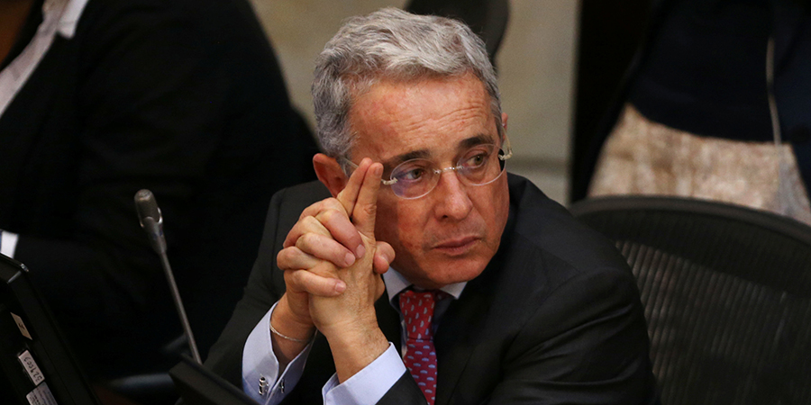 Senator Alvaro Uribe, Colombia's former president, attends a debate at the congress in Bogota