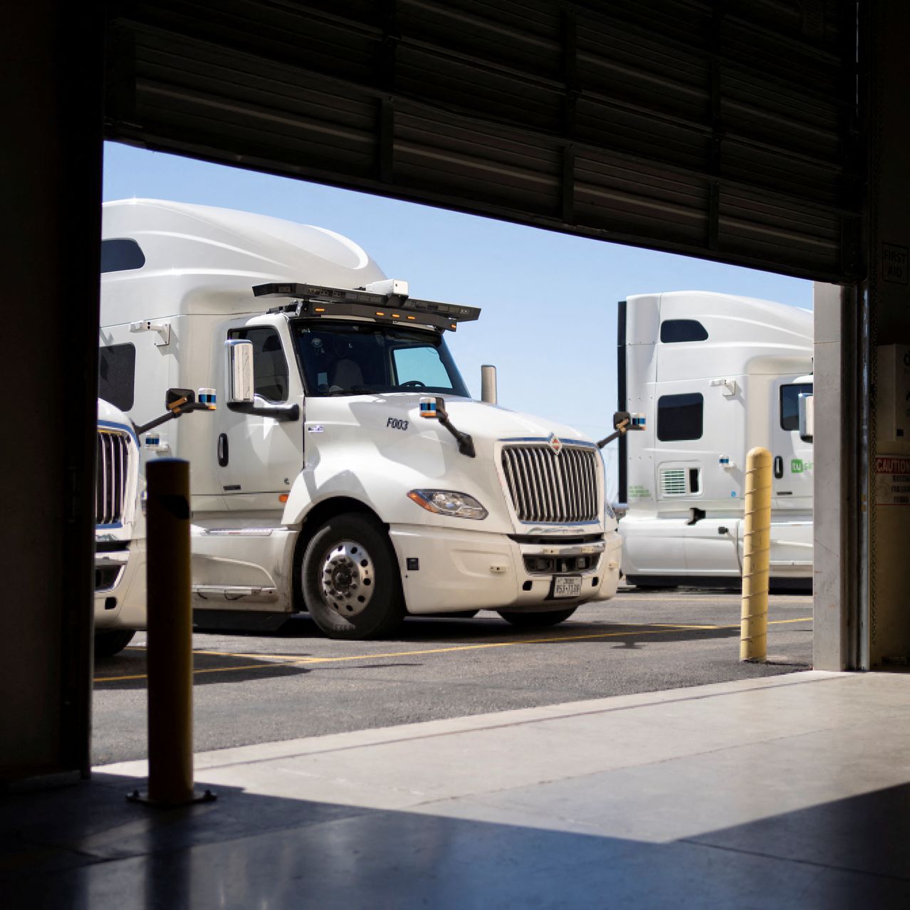 TuSimple’s autonomous trucks at the Tucson, Ariz., facility in February.