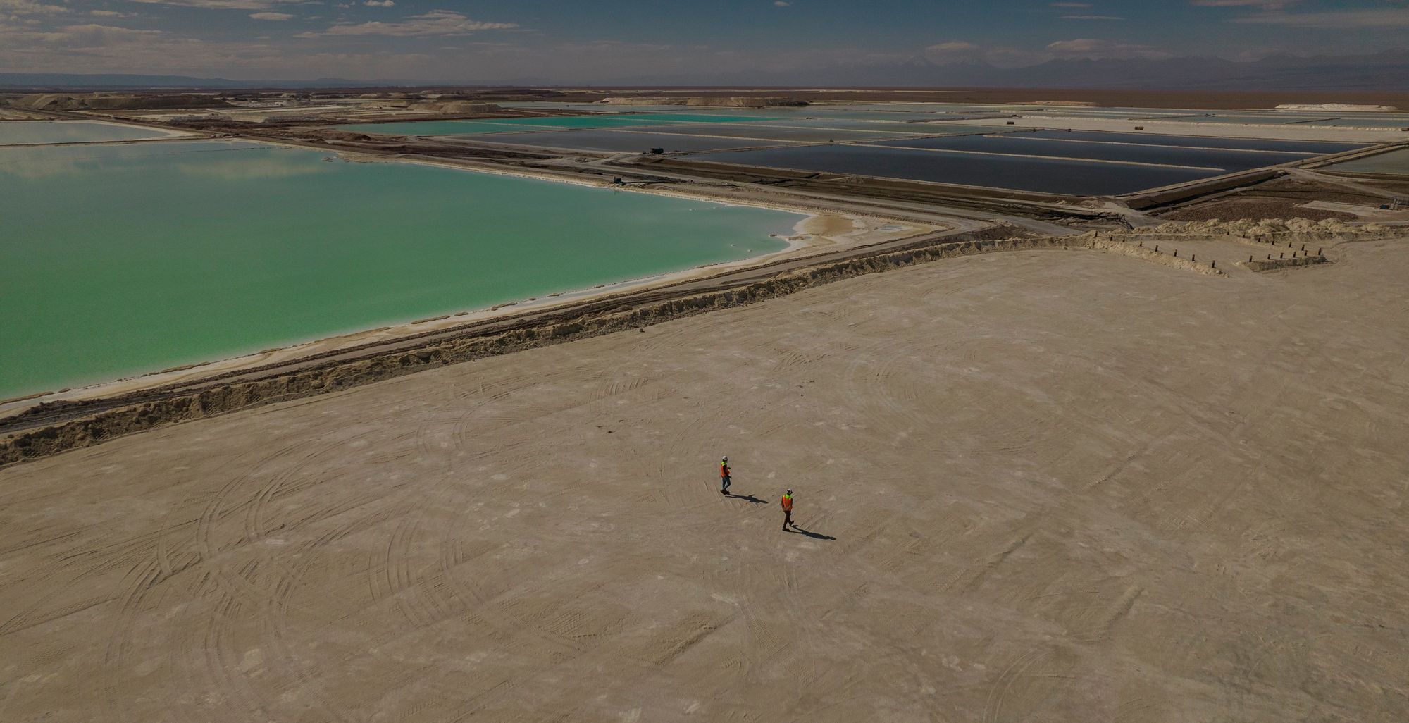 Evaporation ponds at an Albemarle Corp. lithium mine in Chile.