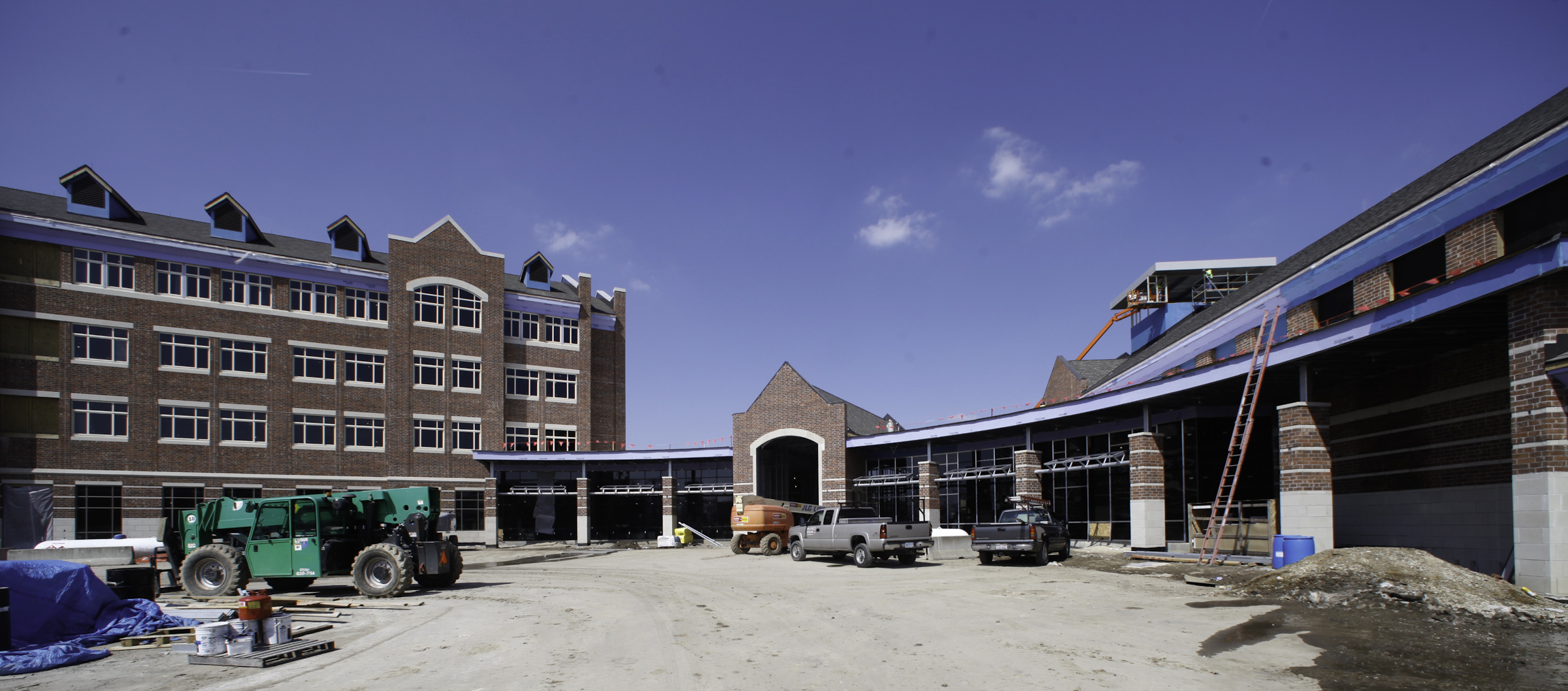 The building phase of the GE Aviation's Electrical Power Integrated Systems Research and Development Center on the University of Dayton campus is part of the rebuilding of former NCR land. CHRIS STEWART / STAFF