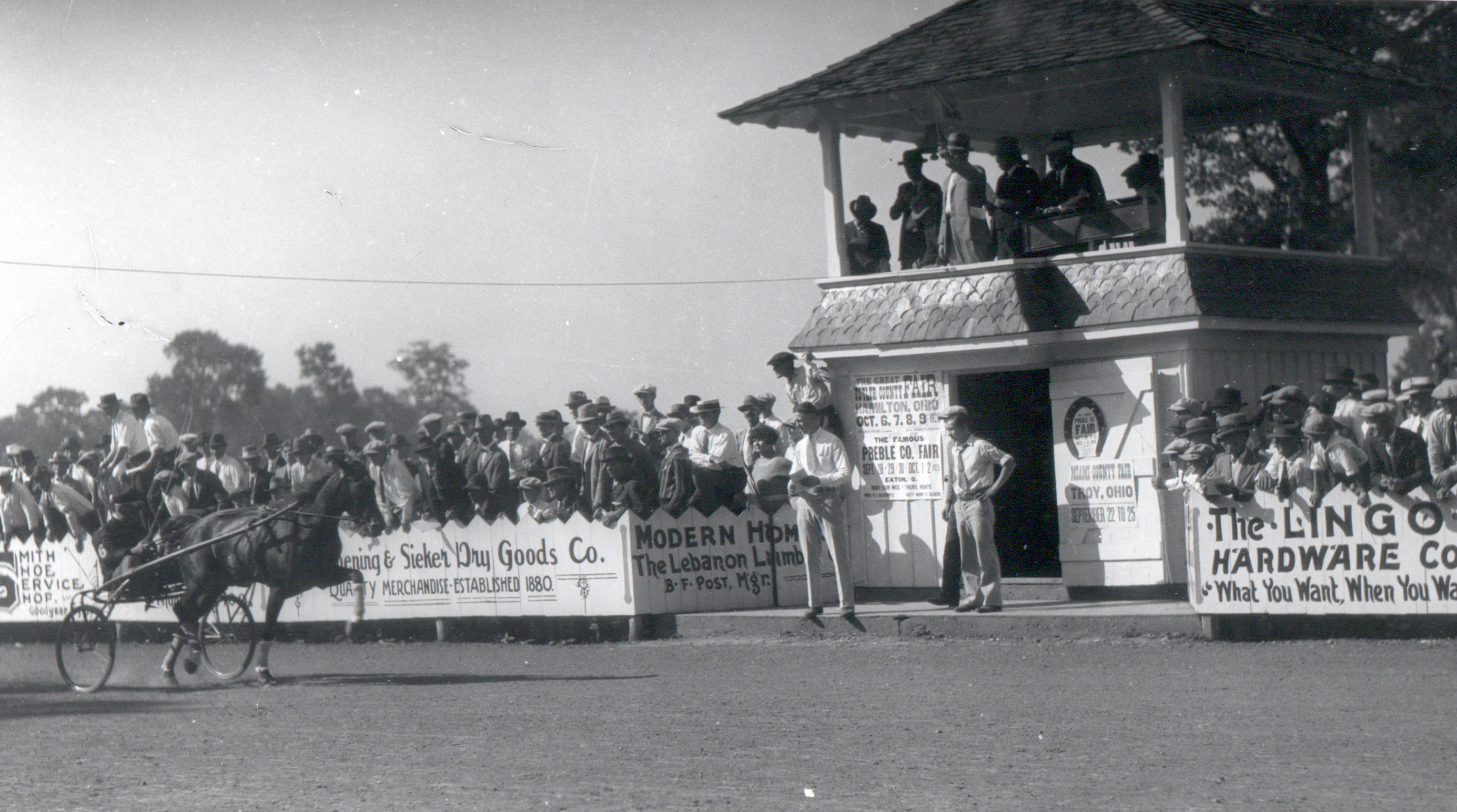 A 1925 view of harness racing at the Warren County Fair in Lebanon. DAYTON DAILY NEWS ARCHIVE
