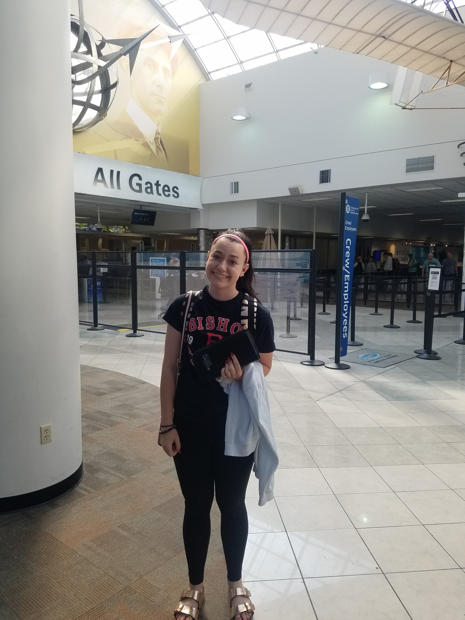 Bishop Fenwick High School senior Jordan Zahora if Miamisburg was selected to attend the Economics for Leaders program being conducted at Brown University in Providence, R.I July 23-29, 2018. Her photo was taken July 23 at Dayton International Airport.