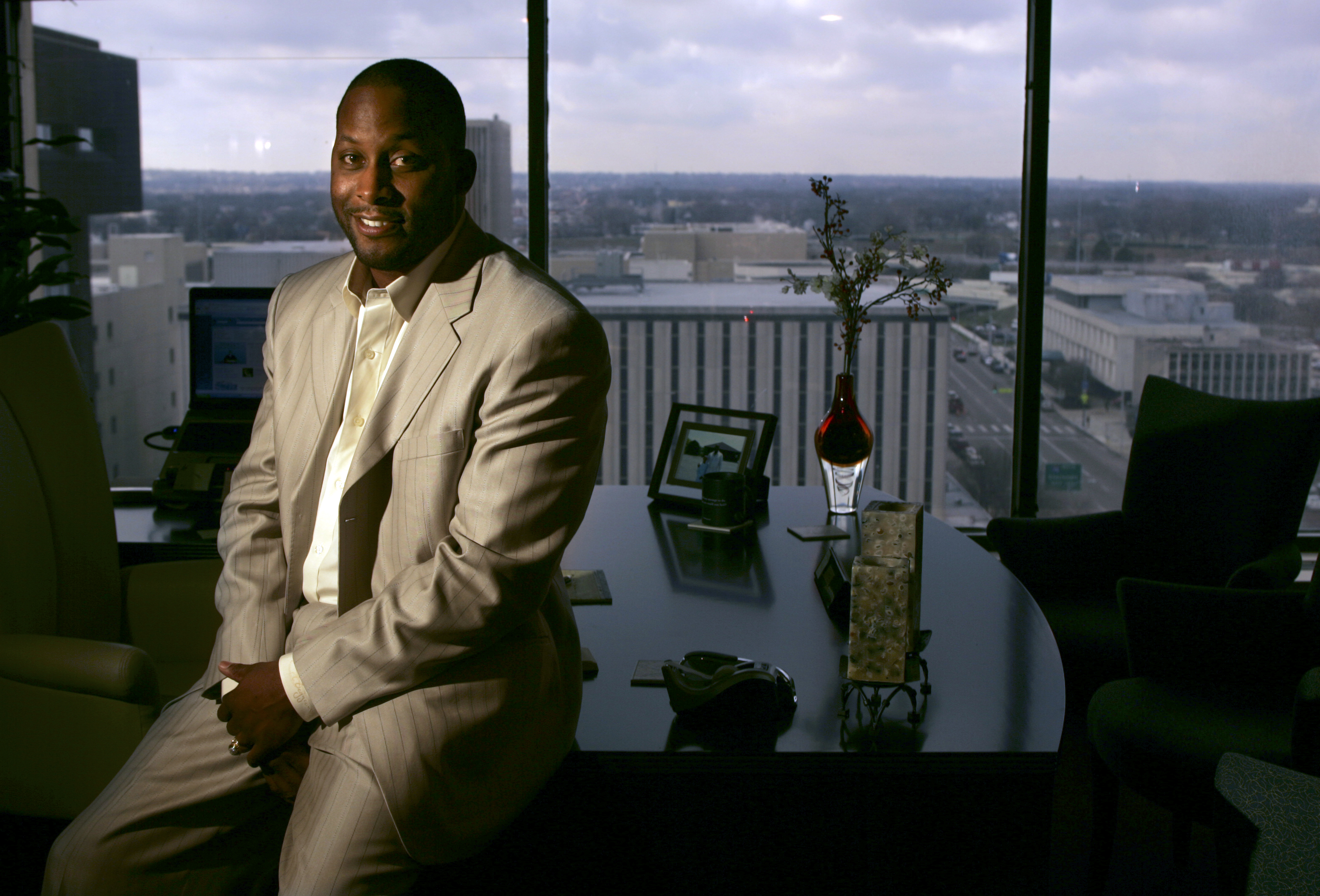Brian Higgins, owner of GSSP Enterprise Inc., in his Dayton office on 130 West Second Street. The business officially transports deceased bodies. Photo by Jim Witmer
