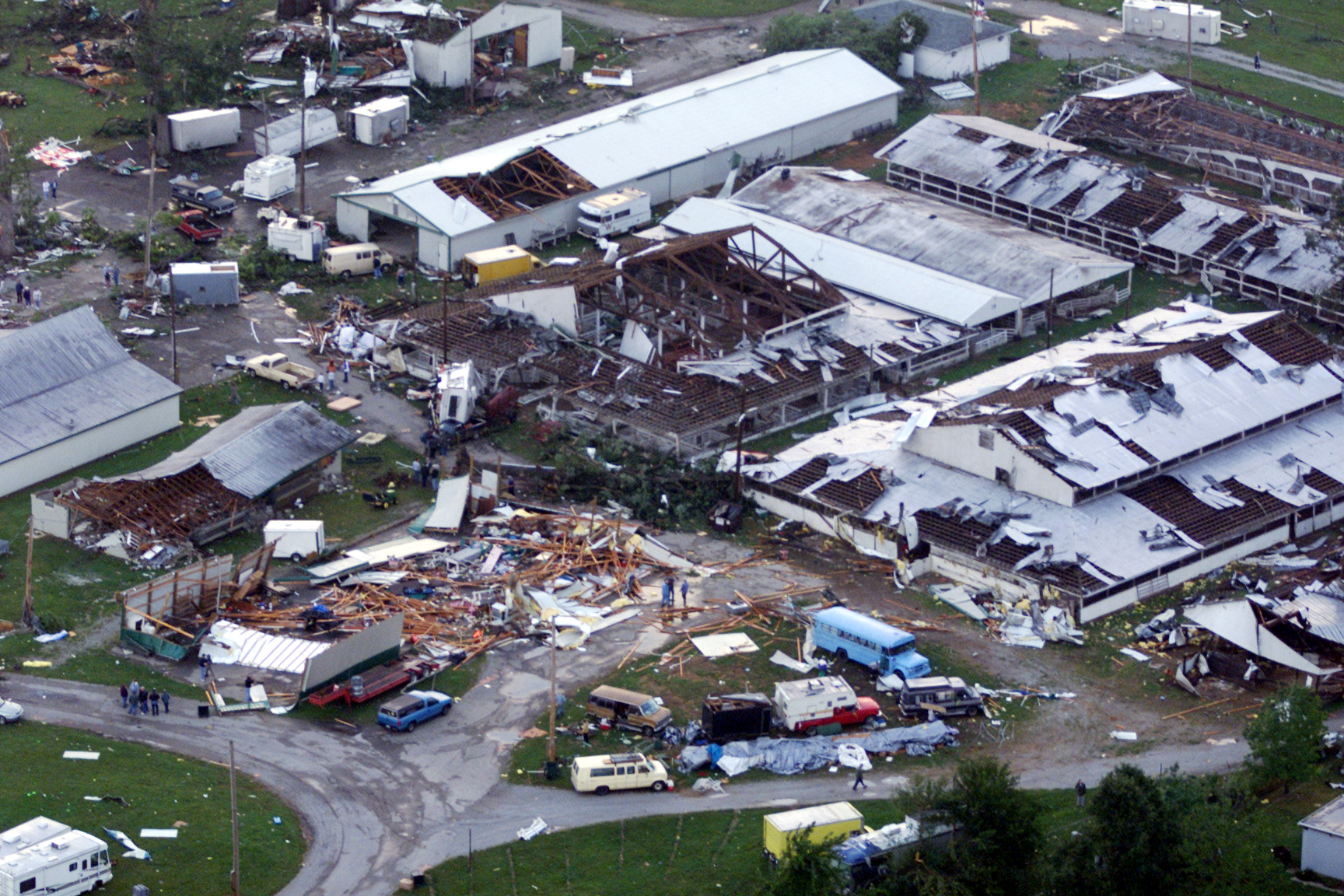 9-21-00 -- Tornado damage at the Greene County Fairgrounds.