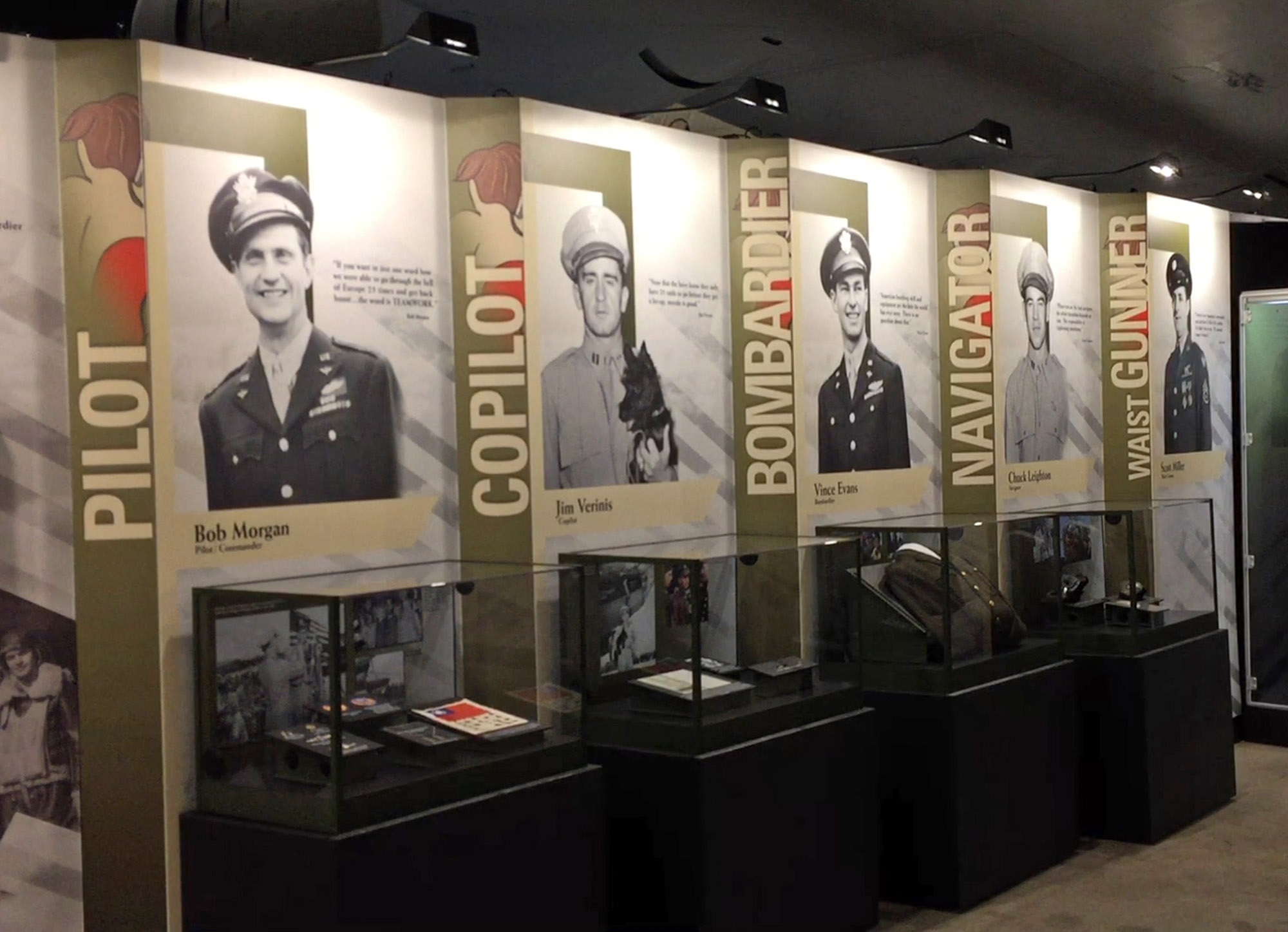 A section of memorabilia, portraits and quotes from Memphis Belle crew members. The National Museum of the U.S. Air Force opened the Memphis Belle exhibit to the public on Thursday after a 13-year restoration. Staff and volunteers worked 55,000 hours to restore the iconic World War II bomber. TY GREENLEES / STAFF