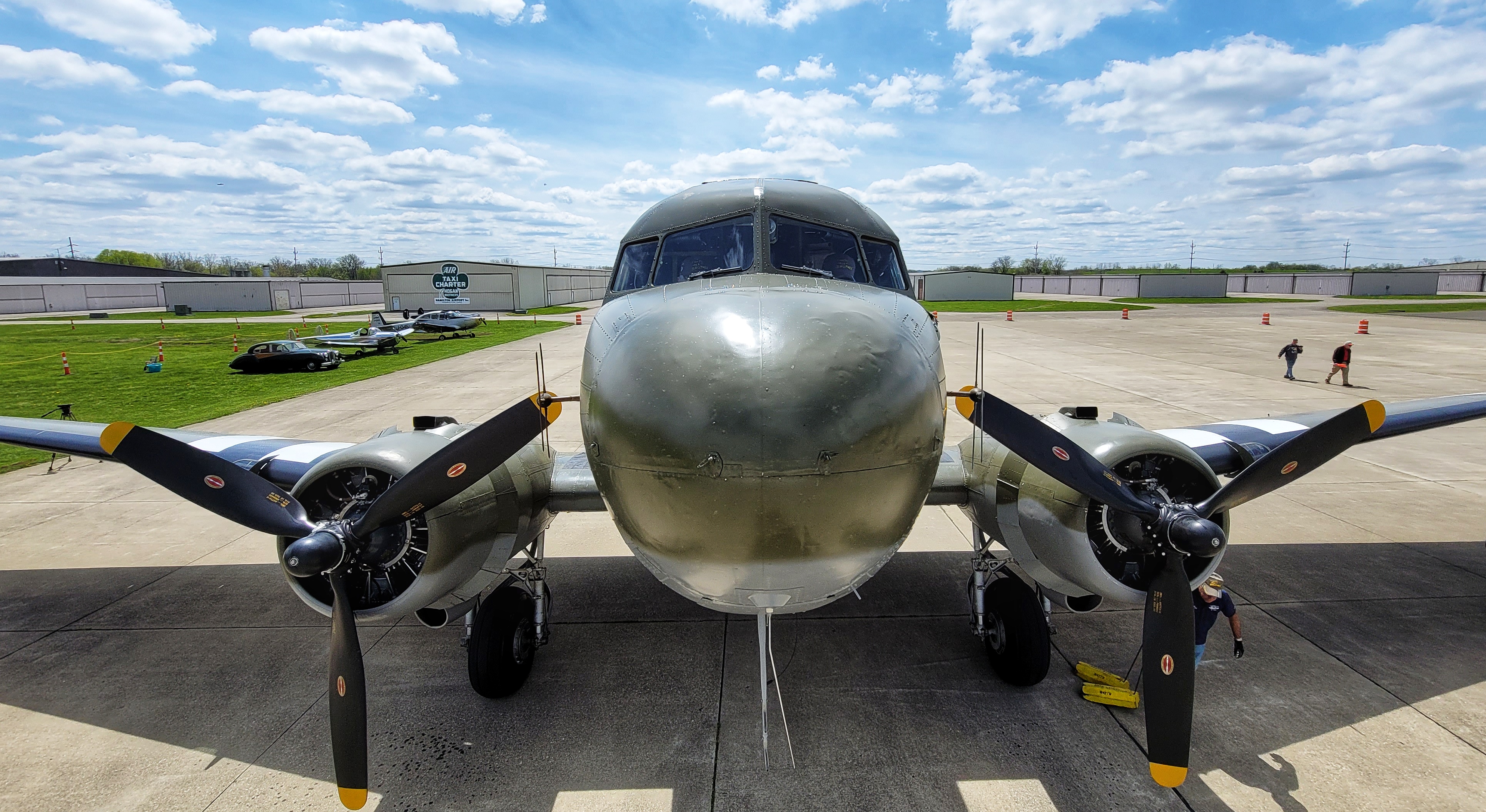 That’s All, Brother, a C-47 piloted by Lt. Col. John Donalson, arrived at Butler County Regional Airport Friday, April 16 for a three-day visit with tours and rides available. The historic WWII C-47 aircraft led over 800 C-47’s over the drop zones of Normandy, France on D-Day on June 6th, 1944. NICK GRAHAM / STAFF