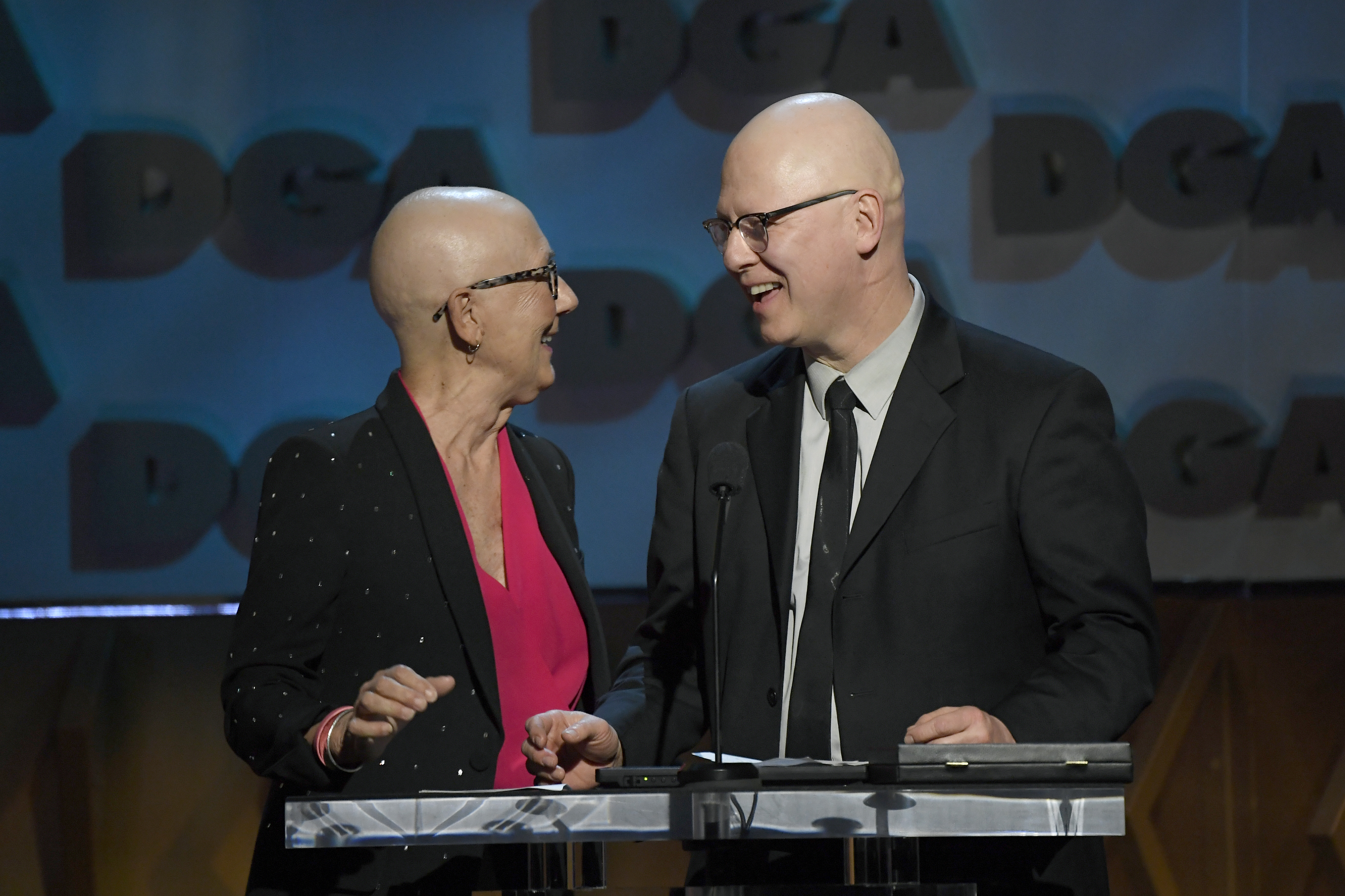 LOS ANGELES, CALIFORNIA - JANUARY 25: (L-R) Julia Reichert and Steven Bognar accept Documentary for 'American Factory' onstage during the 72nd Annual Directors Guild Of America Awards at The Ritz Carlton on January 25, 2020 in Los Angeles, California. (Photo by Kevork Djansezian/Getty Images)