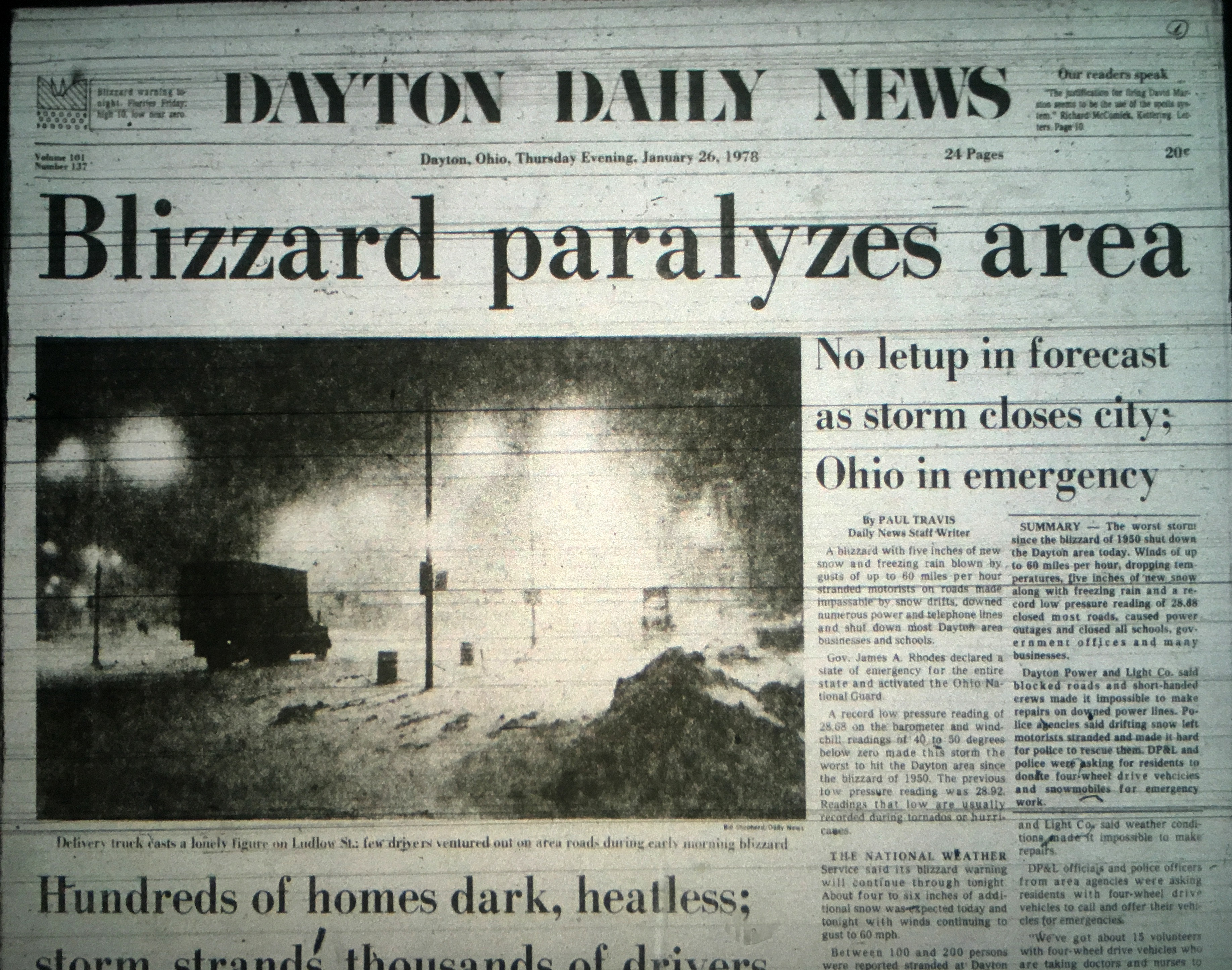 1978 blizzard Dayton Daily News pages