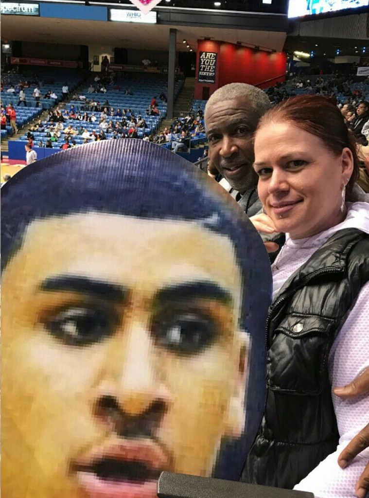 Torrey Patton’s mom, Conswela McLemore, and his stepdad, William McLemore, had attended every one of Torrey’s college games, home and away, until the Horizon League prohibited fans at games this season due to the COVID-19 pandemic. As she has done since her son was a freshman in high school, Conswela brings a big head cardboard poster of her son to every game. It’s now something fans look forward to seeing. CONTRIBUTED
