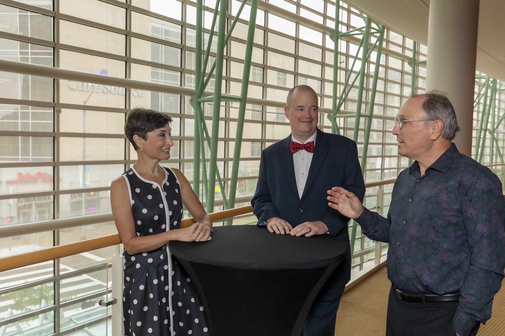 Patrick J. Nugent (center), president and CEO of the Dayton Performing Arts Alliance, is pictured with Dayton Ballet artistic director Karen Russo Burke and Dayton Philharmonic Orchestra artistic director Neal GIttleman. CONTRIBUTED/ANDY SNOW
