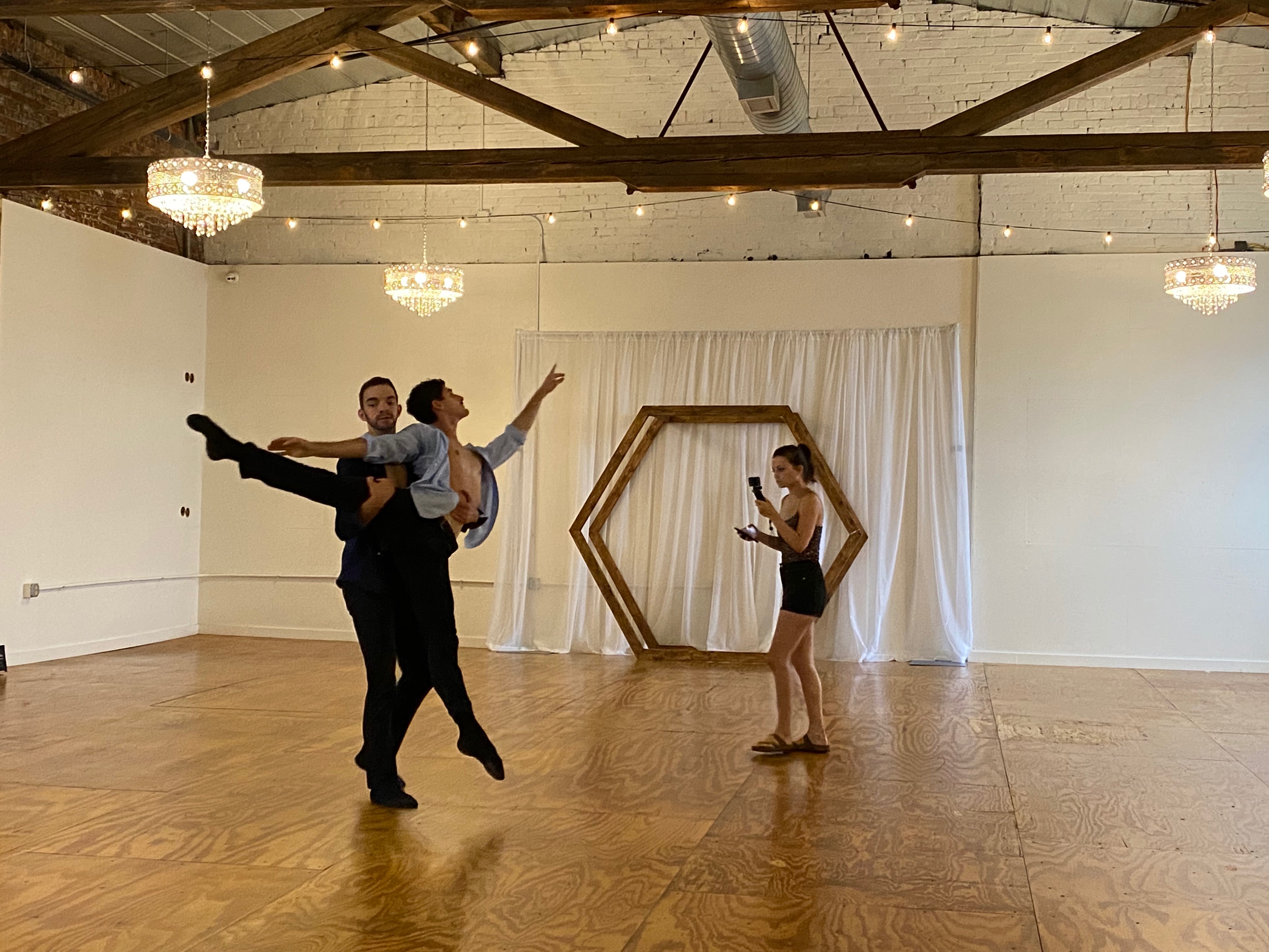 Dancers from the Dayton Dance Initiative rehearse their performance for Dayton Pride's first virtual performance. PHOTO BY LIBBY BALLENGEE.