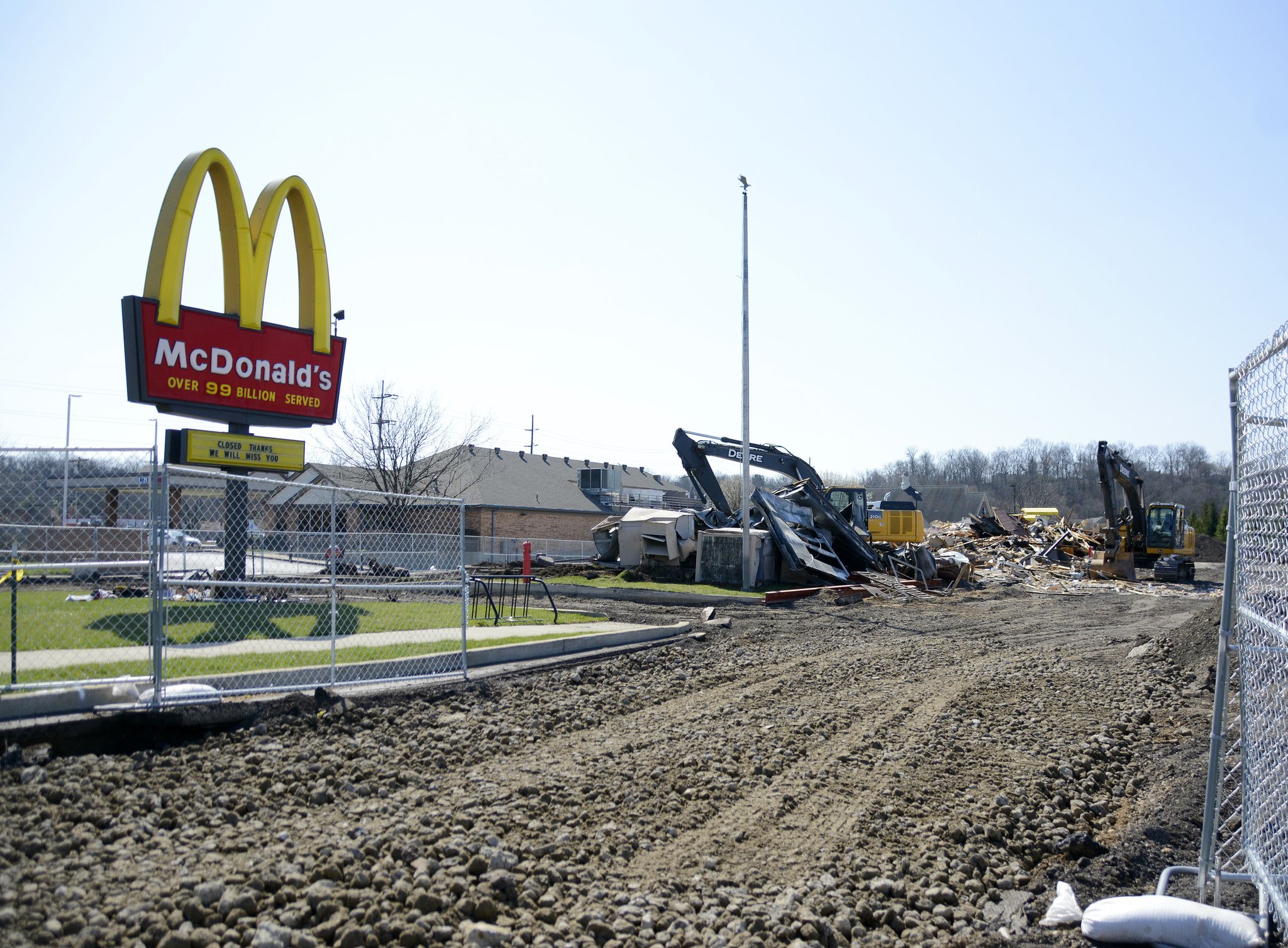 McDonald’s on Nilles Road in Fairfield was razed on Wednesday, April 4, and Thursday, April 5, 2018. The fast-food restaurant will be rebuilt and incorporate more modern features and technology.