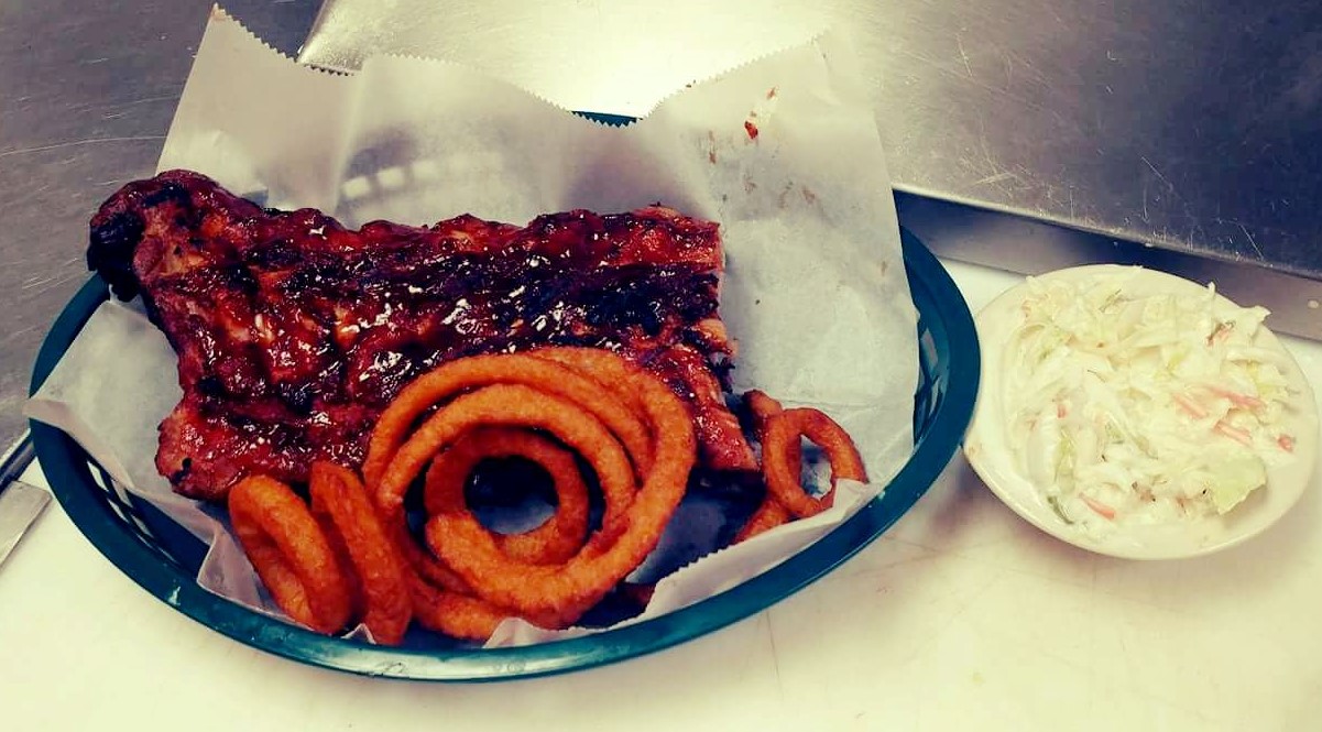 Paradise Keys Cafe South half a slab of ribs dinner.