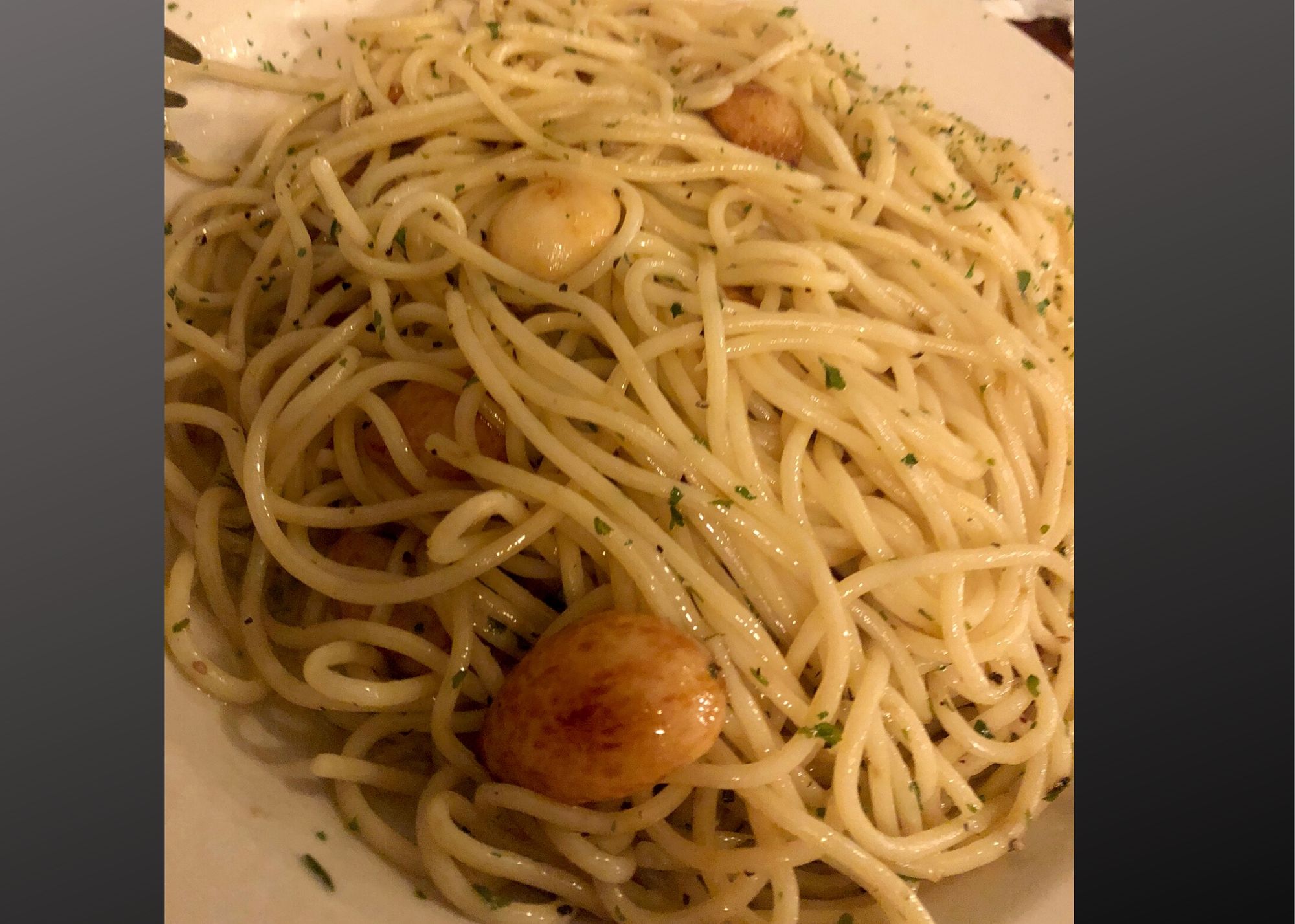 The spaghetti aglio e olio at Tony’s Italian Kitchen, 615 S. Main Street, in Englewood. Photo: Amelia Robinson