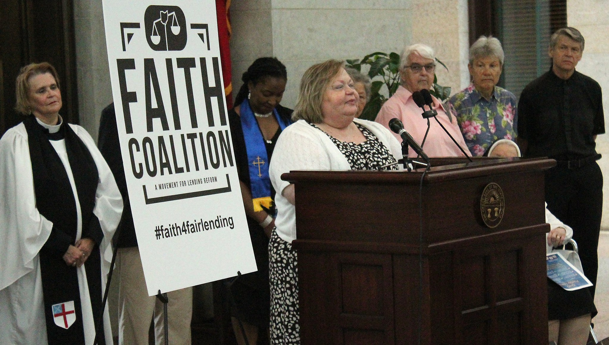 Springfield resident, Denise Cook Brooks tells her story dealing with the Pay Day Loan industry at the Ohio Statehouse Wednesday morning. JEFF GUERINI/STAFF