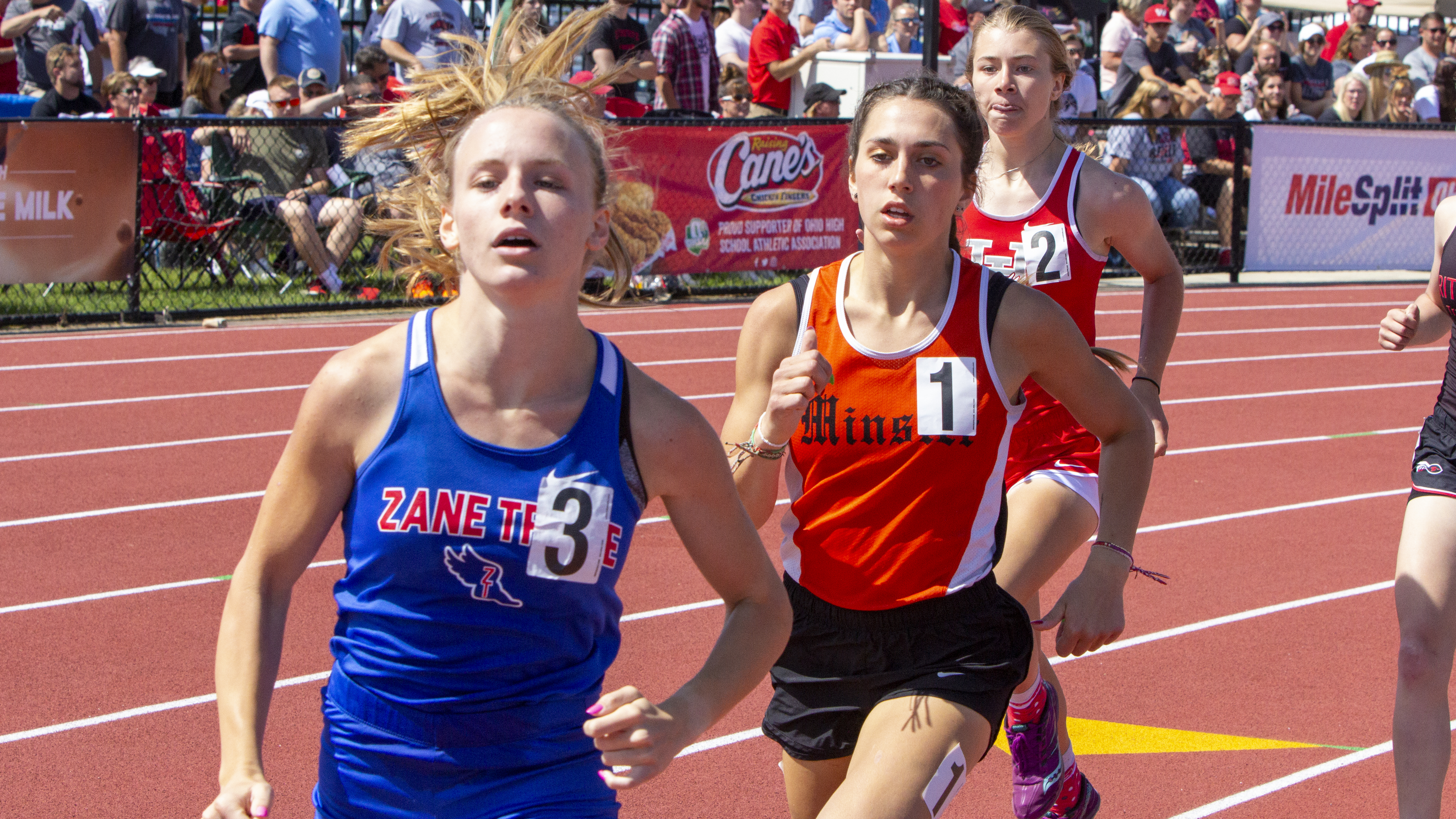 Minster junior Taylor Roth won the 800 meters in 2:12.65 Saturday at the Division III state meet at Ohio State's Jesse Owens Memorial Stadium.