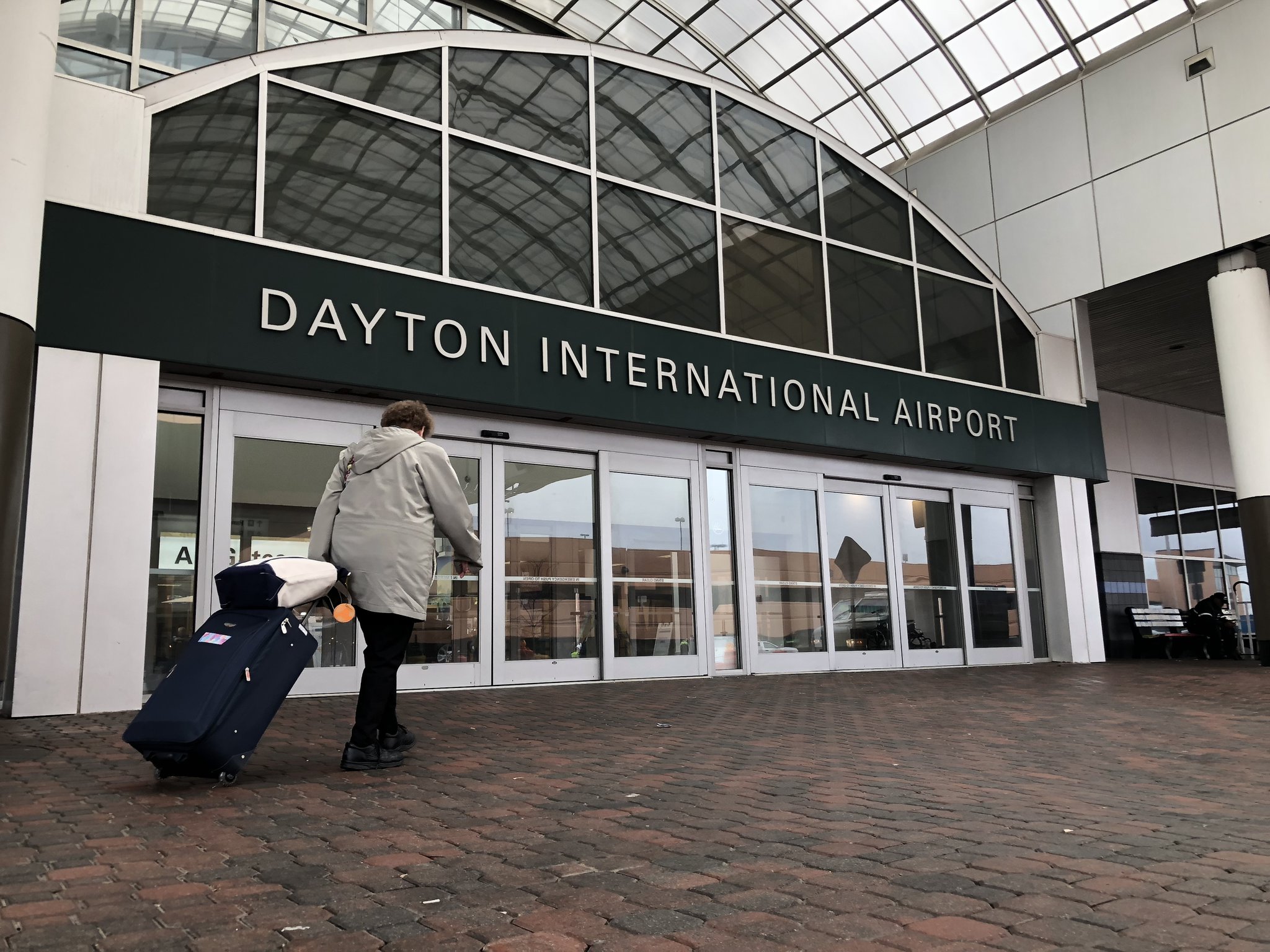A traveler enters the Dayton International Terminal, which is under renovations currently. KARA DRISCOLL/STAFF