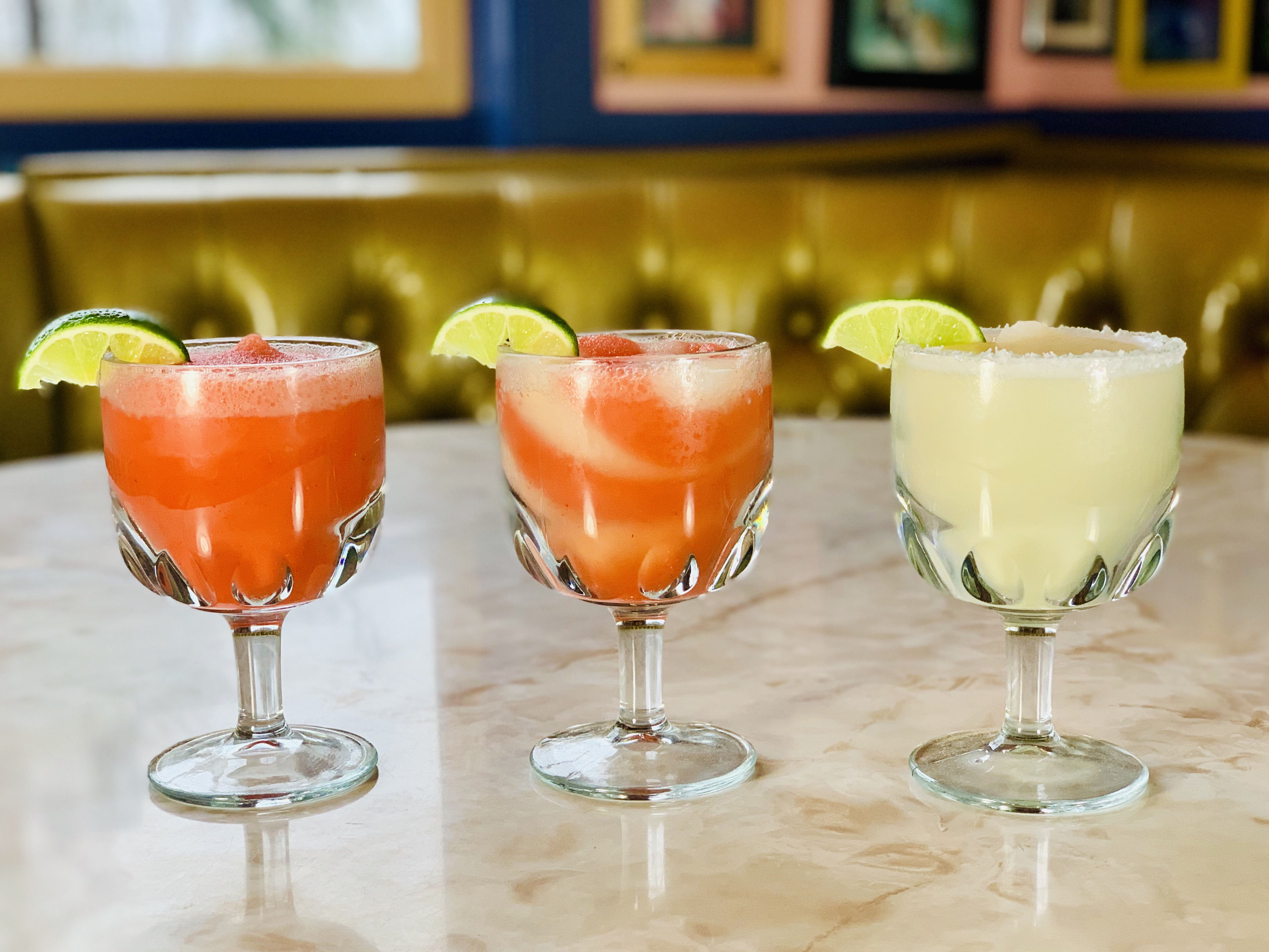 Chuy’s margaritas are made from scratch with simple ingredients: tequila, orange liqueur and lime juice that’s fresh-squeezed in-house every day. Margaritas come in both regular and grande sizes, in a variety of flavors easy to mix, swirl and dot. CONTRIBUTED