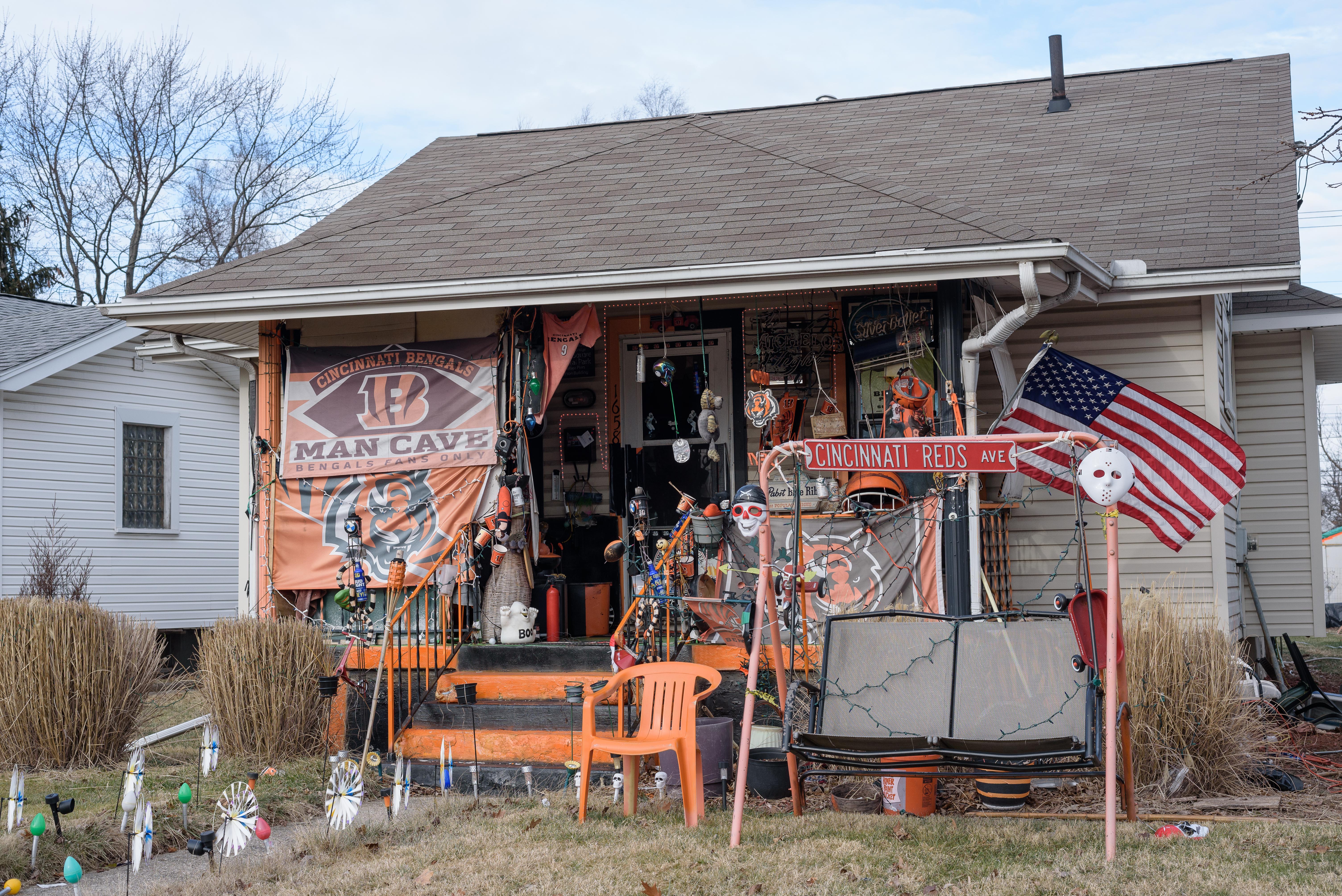 Local Cincinnati Bengals fan using footwear artwork to connect