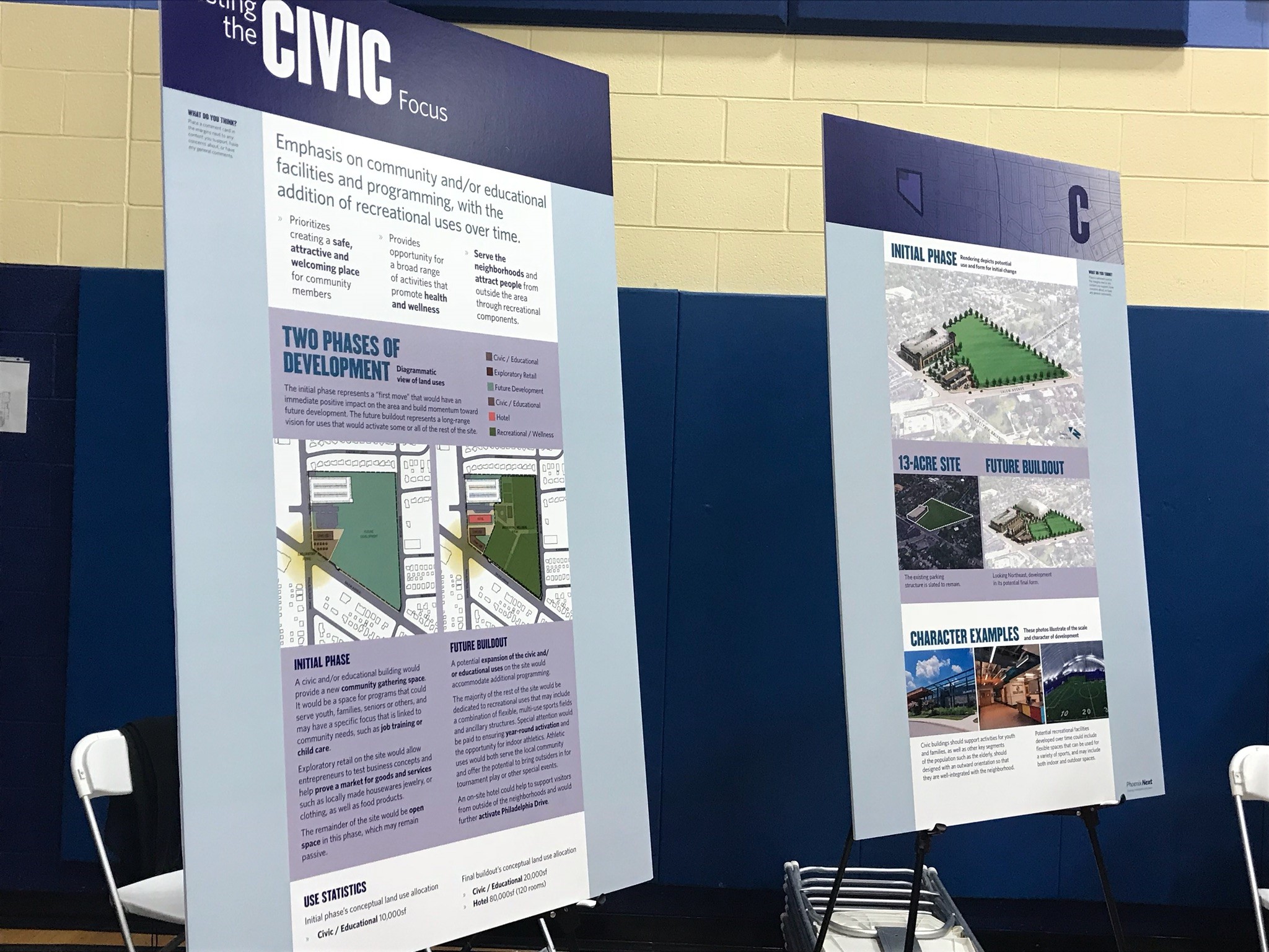 The civic concept focuses on community, education and recreation.