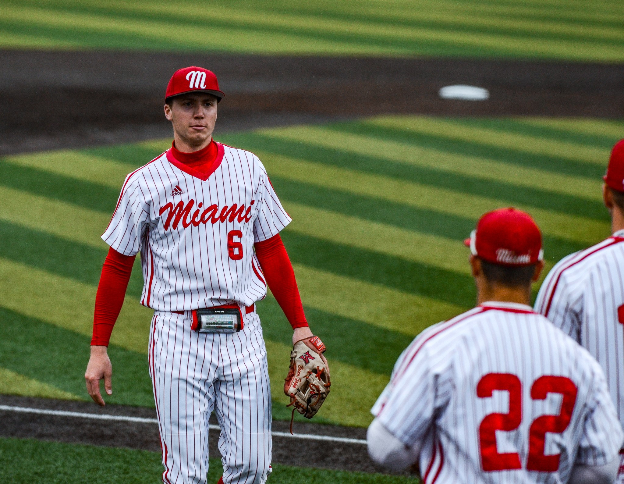 Miami University infielder Brian Zapp was featured 10 days ago in video by the Toronto Blue Jays as part of their Pride Month celebration. An alum of the annual Blue Jays Showcase for the best players in each Canadian province, he was also celebrated at a Blue Jays game early this month. Last December. after years of silent struggle. he announced in a powerful Instagram post that he was bisexual and in so doing became one of the first college baseball players ever to do so while still playing. He has had Miami coach Danny Hayden and his RedHawk teammates rally around him and support since the announcement and has drawn encouragement from other college and Major League baseball players since (Miami University photo)