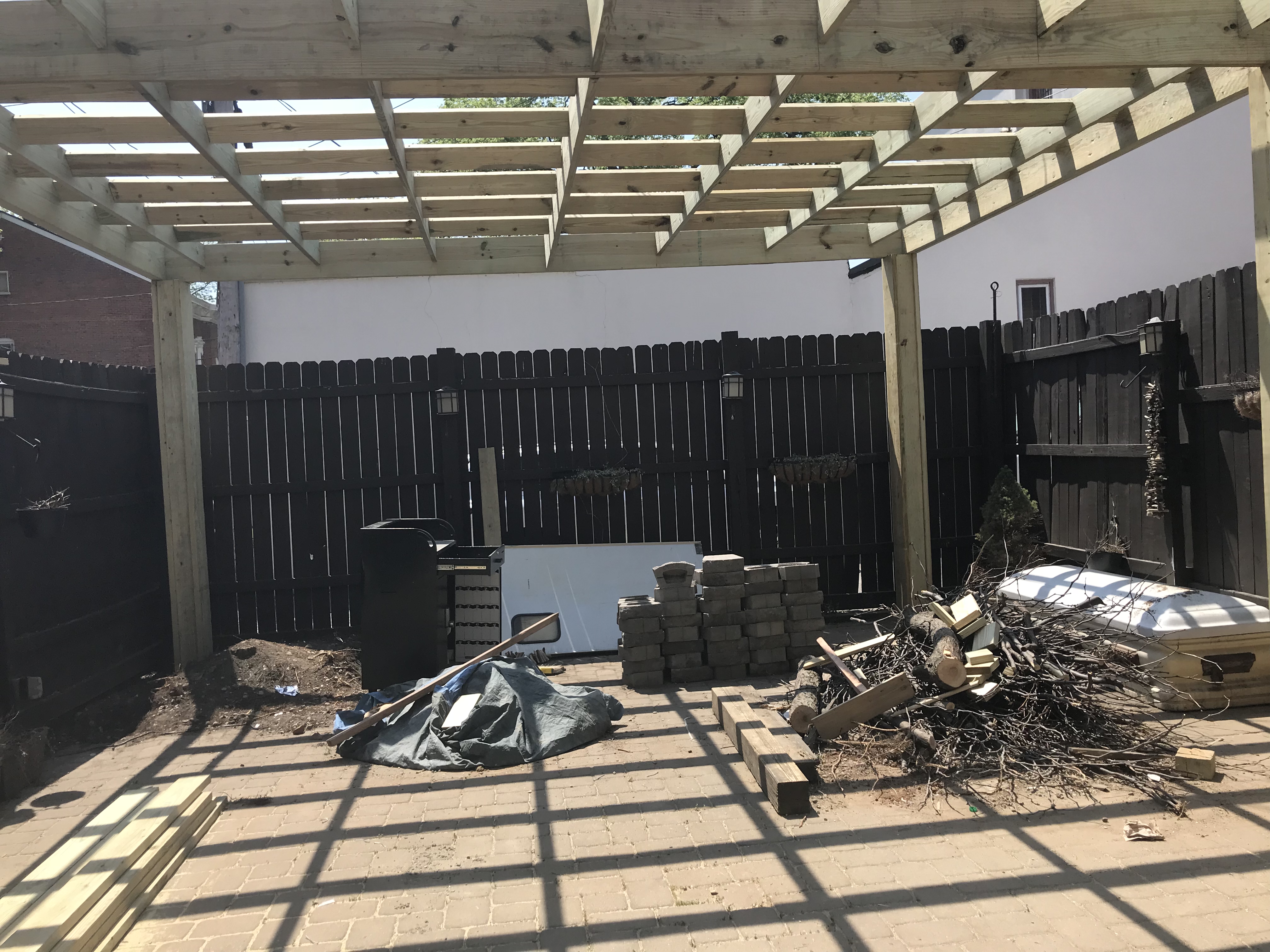 Salar Restaurant and Lounge is being rehabilitated after a fire Dec. 29, 2017. Work has begun on the restaurant's back patio which includes a pergola.