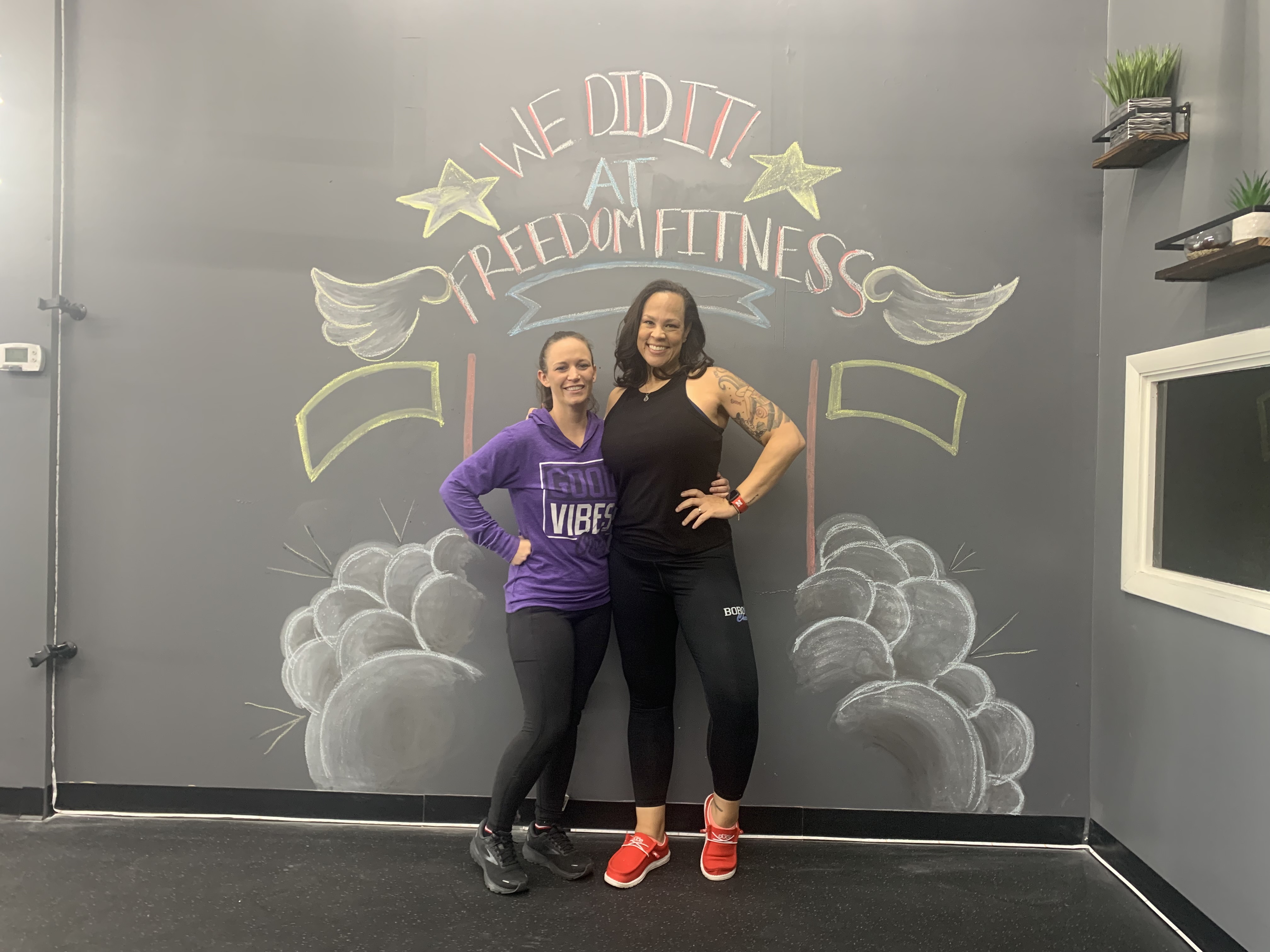 K.C. Culbreath (left) and Jennifer Kern (right), the owners of Freedom Fly Fitness, a bungee fitness gym located at 976 Miamisburg Centerville Road.