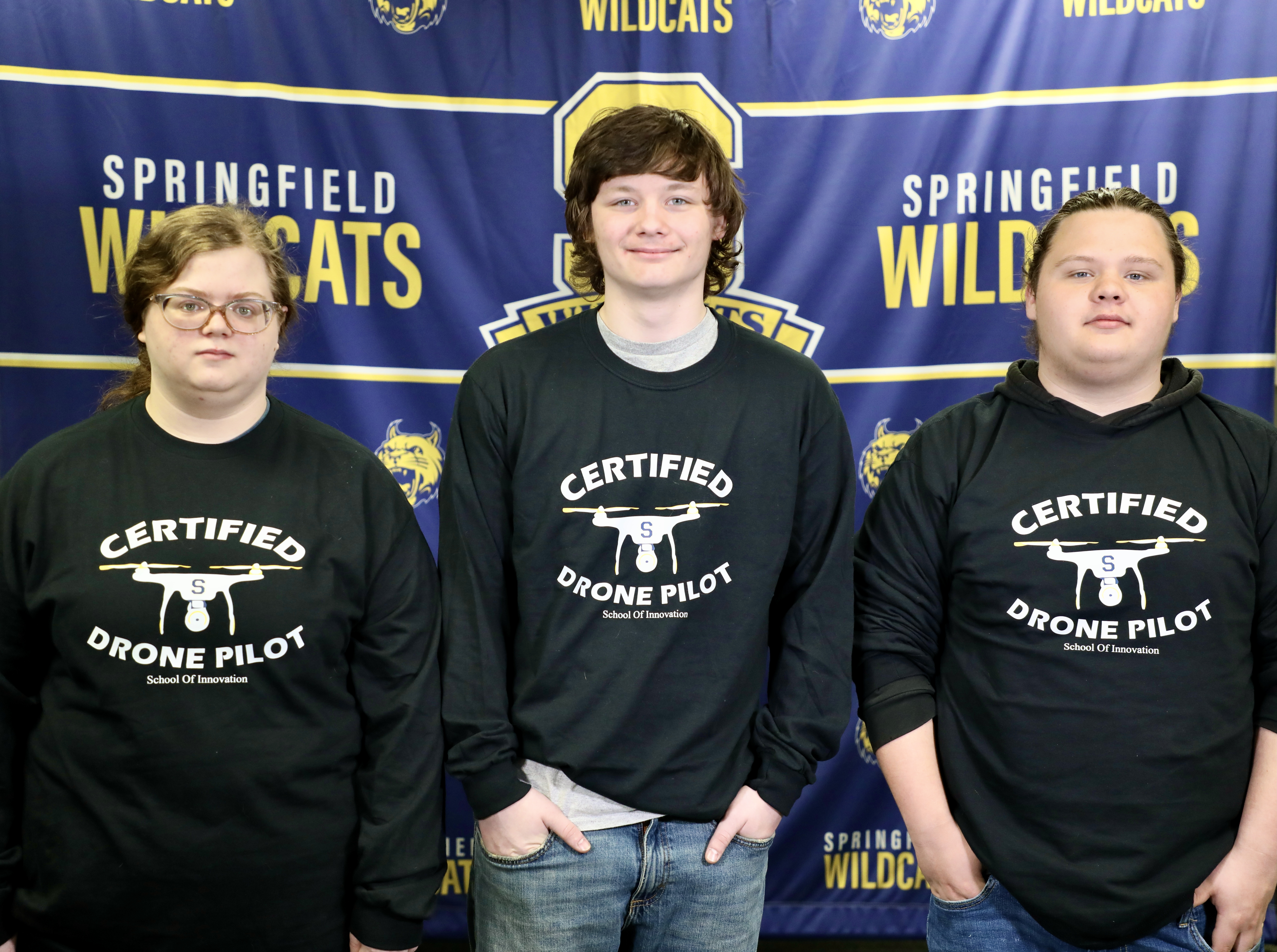3 Springfield School of Innovation students certified to fly drones