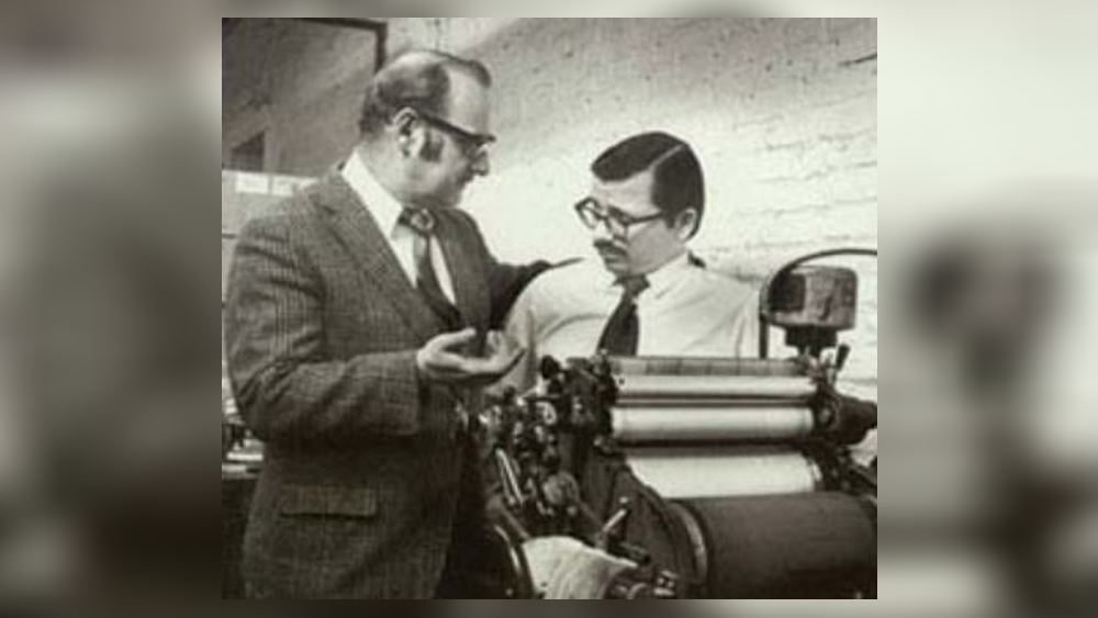Schuerholz Printing founder Bill Schuerholz (left) in an early 1970s photo. A few years later the Kettering business moved to its Marshall Road location and has been there ever since.contributed