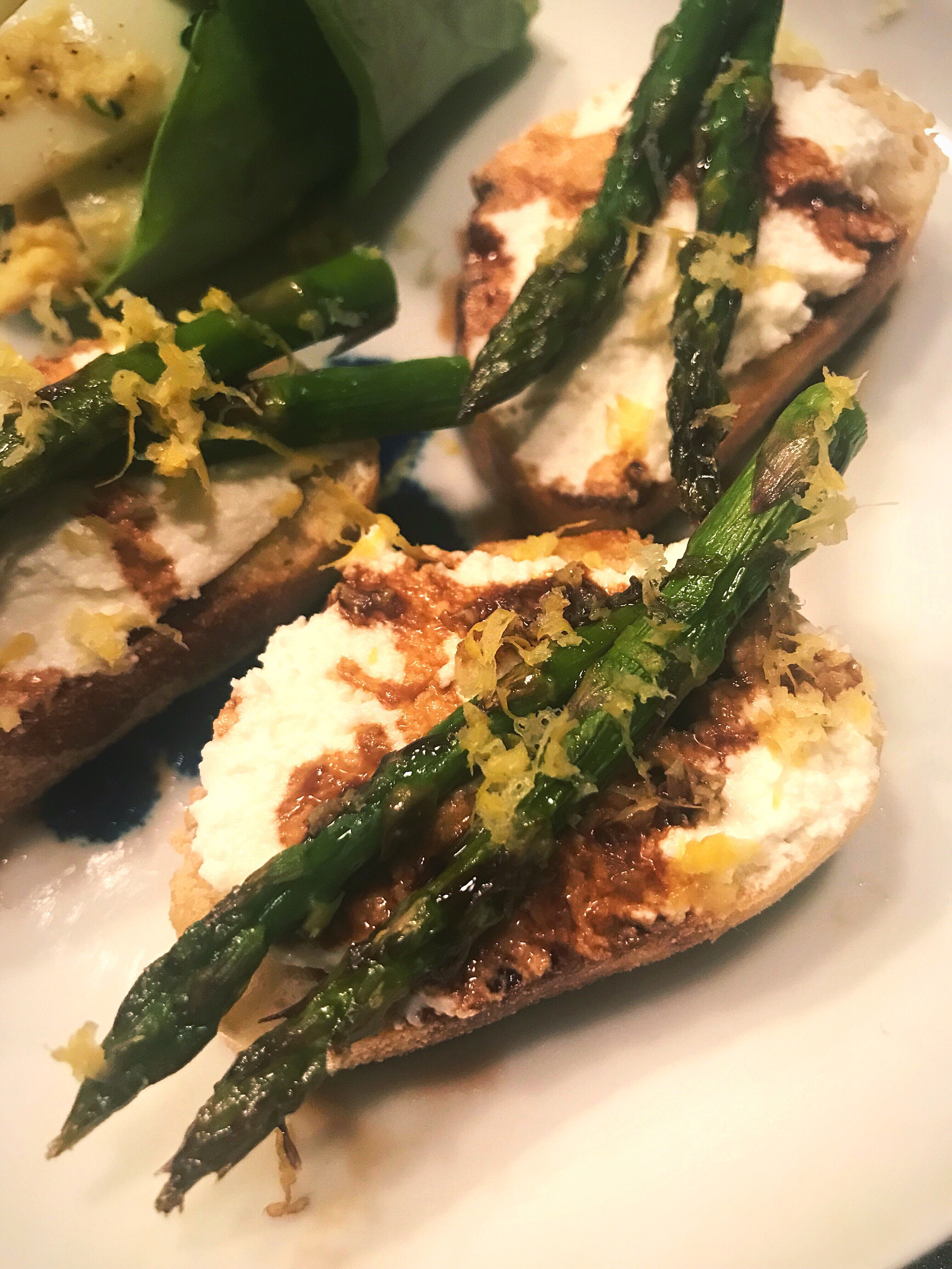 Another easy to please and fool proof dish which highlights spring veggies in a light and bright way: ricotta and asparagus bruschetta. CONTRIBUTED PHOTO / TESS VELLA-COLLETTE