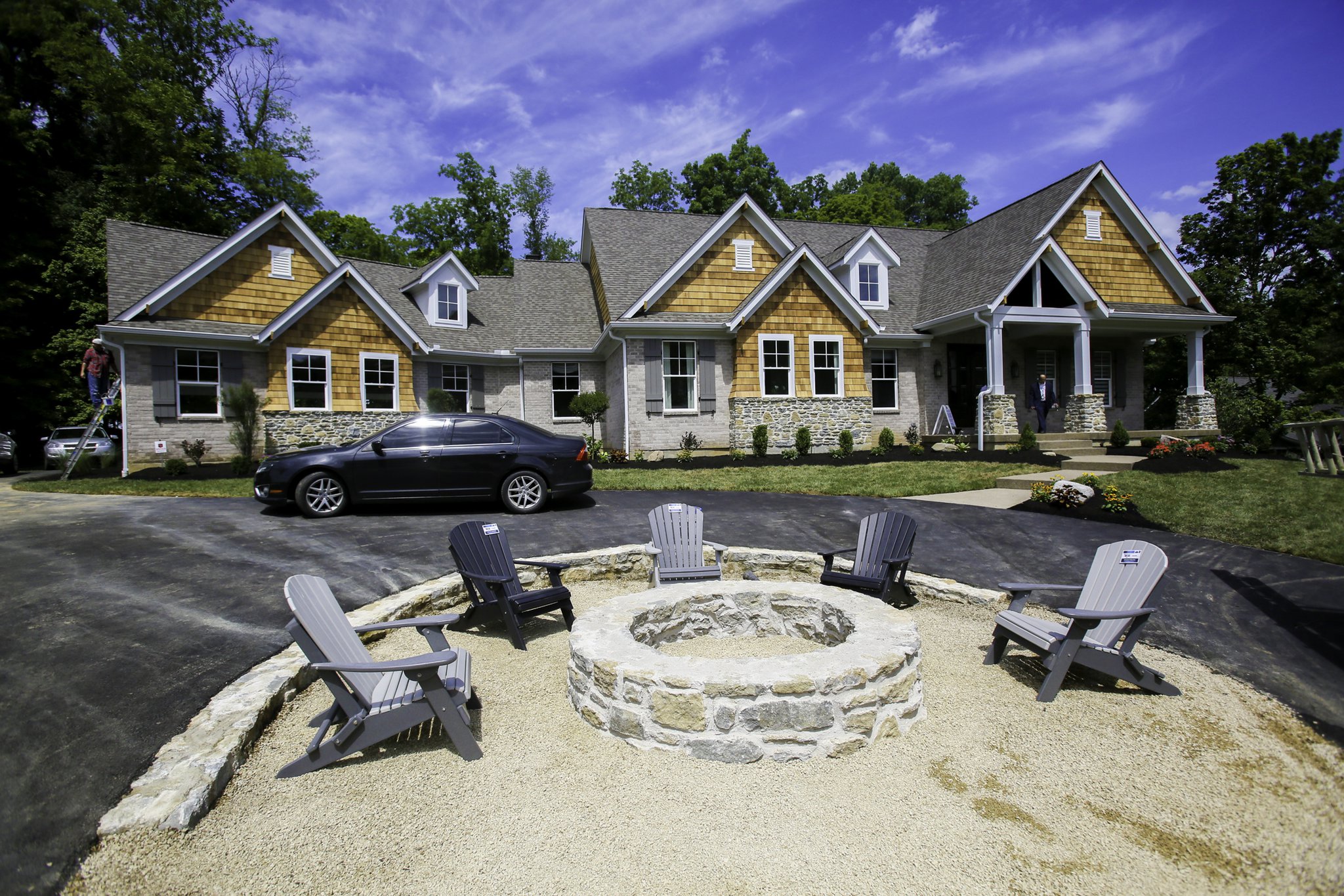 Entertaining moves to the front yard at The Homegrown by High Pointe Custom Homes that is part of Homearama 2018, Highlands at Heritage Hill, in Warren County’s Union Twp.