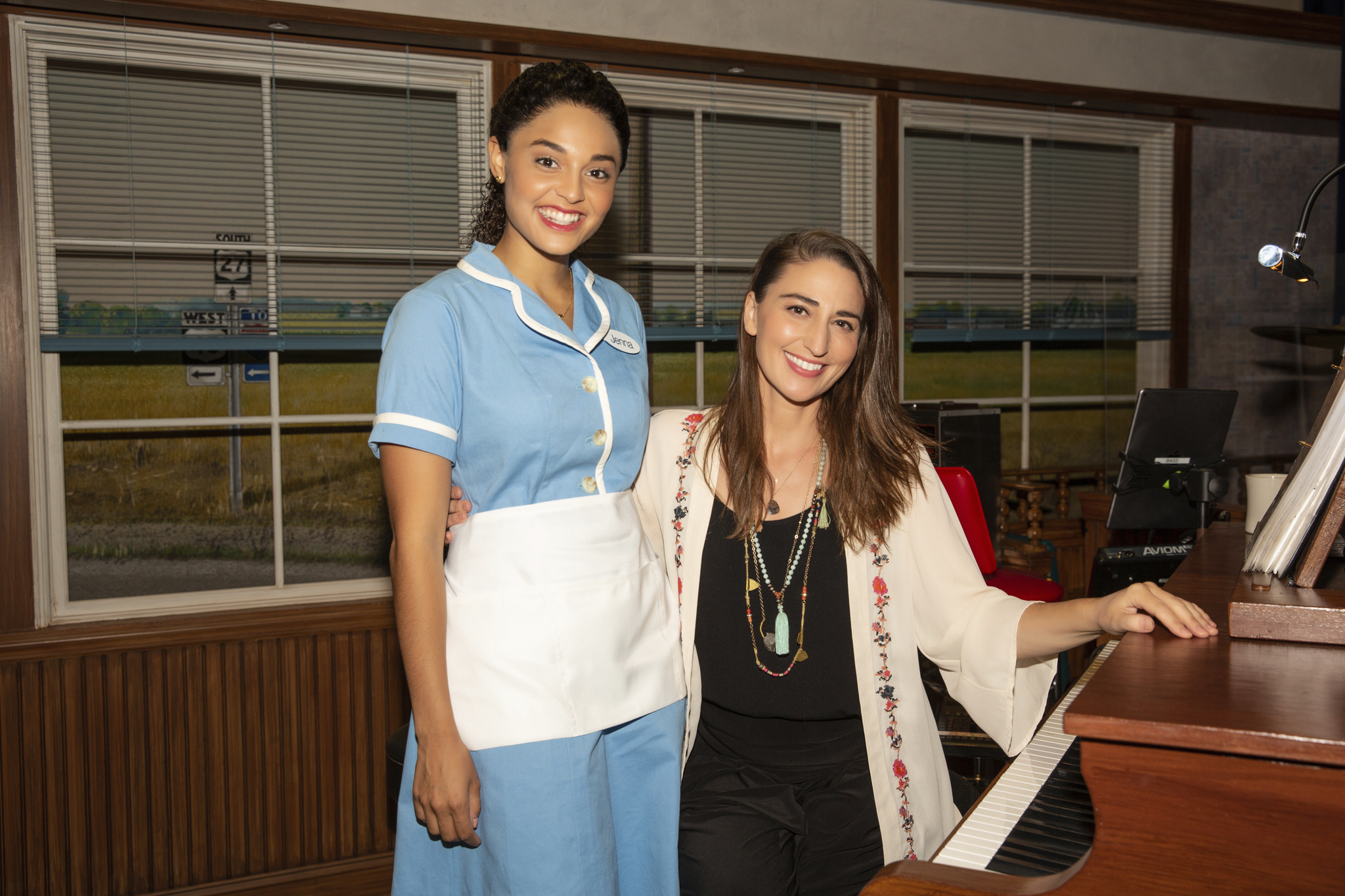 Jisel Soleil Ayon, left, who plays the lead role of Jenna in the musical "Waitress," opened the Clark State Performing Arts Center's 2021-2022 season. Ayon is seen here with singer-songwriter Sara Bareilles, who wrote the show's music and lyrics and has played Jenna on Broadway. Photo by Jeremy Daniel