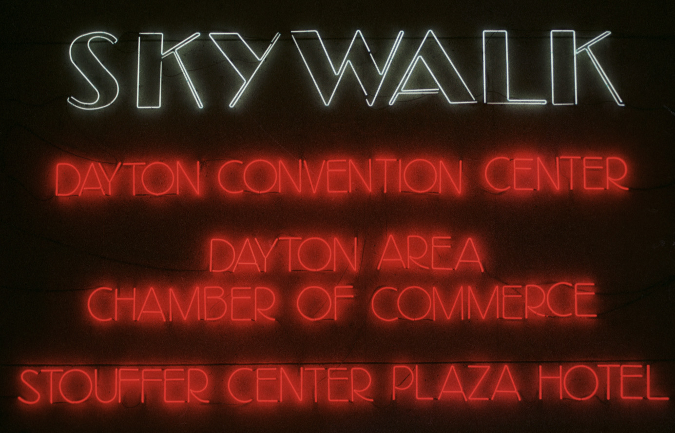 Neon signage was part of the City of Dayton Skywalk welcoming sign in the Transportation Center in 1993. TY GREENLEES / STAFF