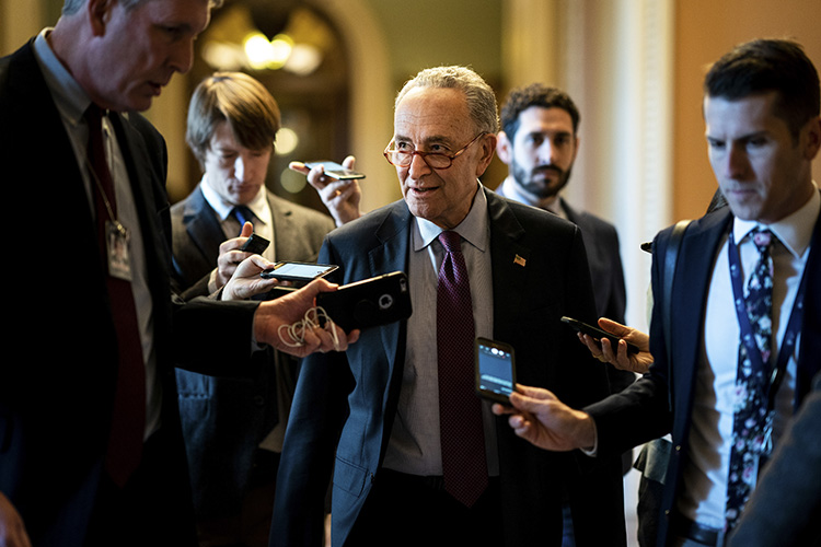 Senate Minority Leader Chuck Schumer continues to press for the release of more documents and for White House officials to testify in a Senate impeachment trial.