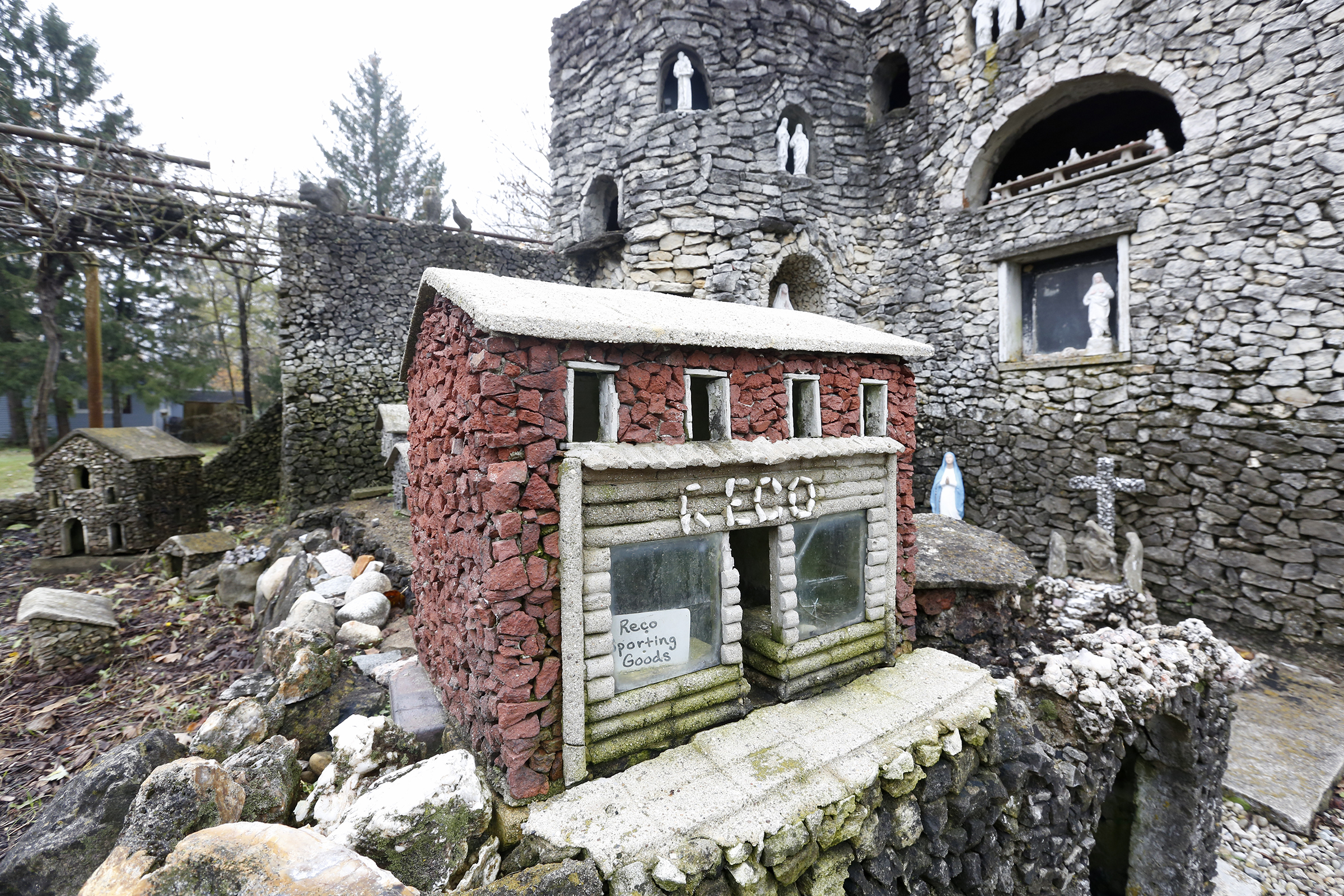 The Hartman Rock Garden, a folk art treasure located in Springfield, was built by Harry George "Ben" Hartman between 1932 and 1944. Hartman built a replica of Reco Sporting Goods, the Sprinngfield store where he purchased fishing supplies. LISA POWELL / STAFF