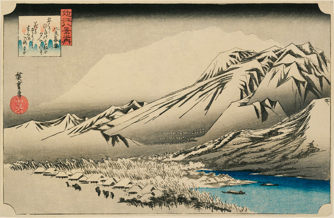 Utagawa Hiroshige's, Twilight Snow at Hira, 1834-1835, a woodblock print, ink and color on paper is from a private collection in the Dayton area. The artwork will be part of an exhibit at the Dayton Art Institute in 2019, "Our Century: Dayton Area Collects," marking the centennial celebration of the DAI.