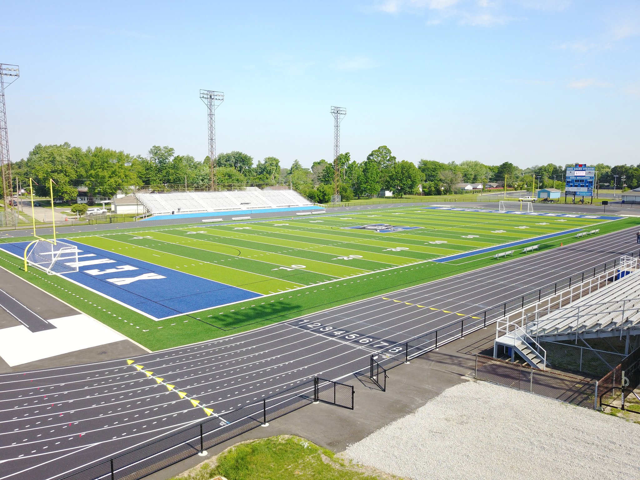 Doug Adams Stadium at Xenia High School has a new track installed that will debut to the community Wednesday at the Neighborhood Night Out.