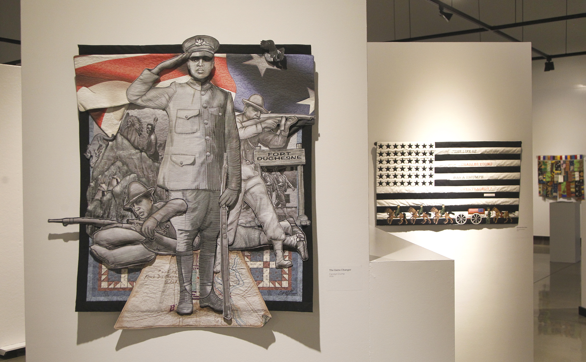 âThe Game Changer,â a three-dimensional quilt created by Texas quilt artist Carolyn Crump, portrays Young while posted at Fort Duchesne, Utah. "Yours For Race and Country: Reflections on the Life of Colonel Charles Young," is a new exhibition at the National Afro-American Museum & Cultural Center in Wilberforce. LISA POWELL / STAFF