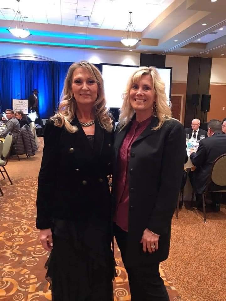 Candice Keller, left, executive director of the Community Pregnancy Center, poses with Mary Capella during the 35th Celebrate Life Banquet held this month in the Savannah Center in West Chester. SUBMITTED PHOTO BY COMMUNITY PREGANCY CENTER