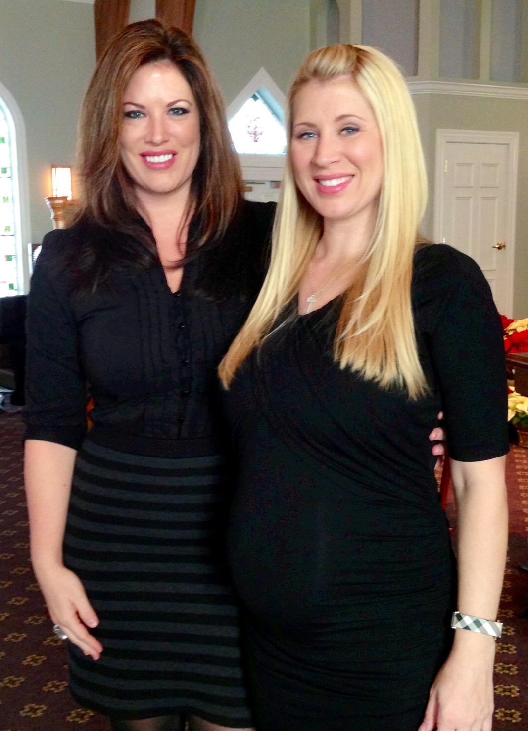 When Emily Simpson, left, was unable to carry full term, her sister, Sara Moffitt volunteered to serve as her surrogate. Moffitt, here pregnant with Sara Annabelle Simpson, is pregnant again with twin boys.