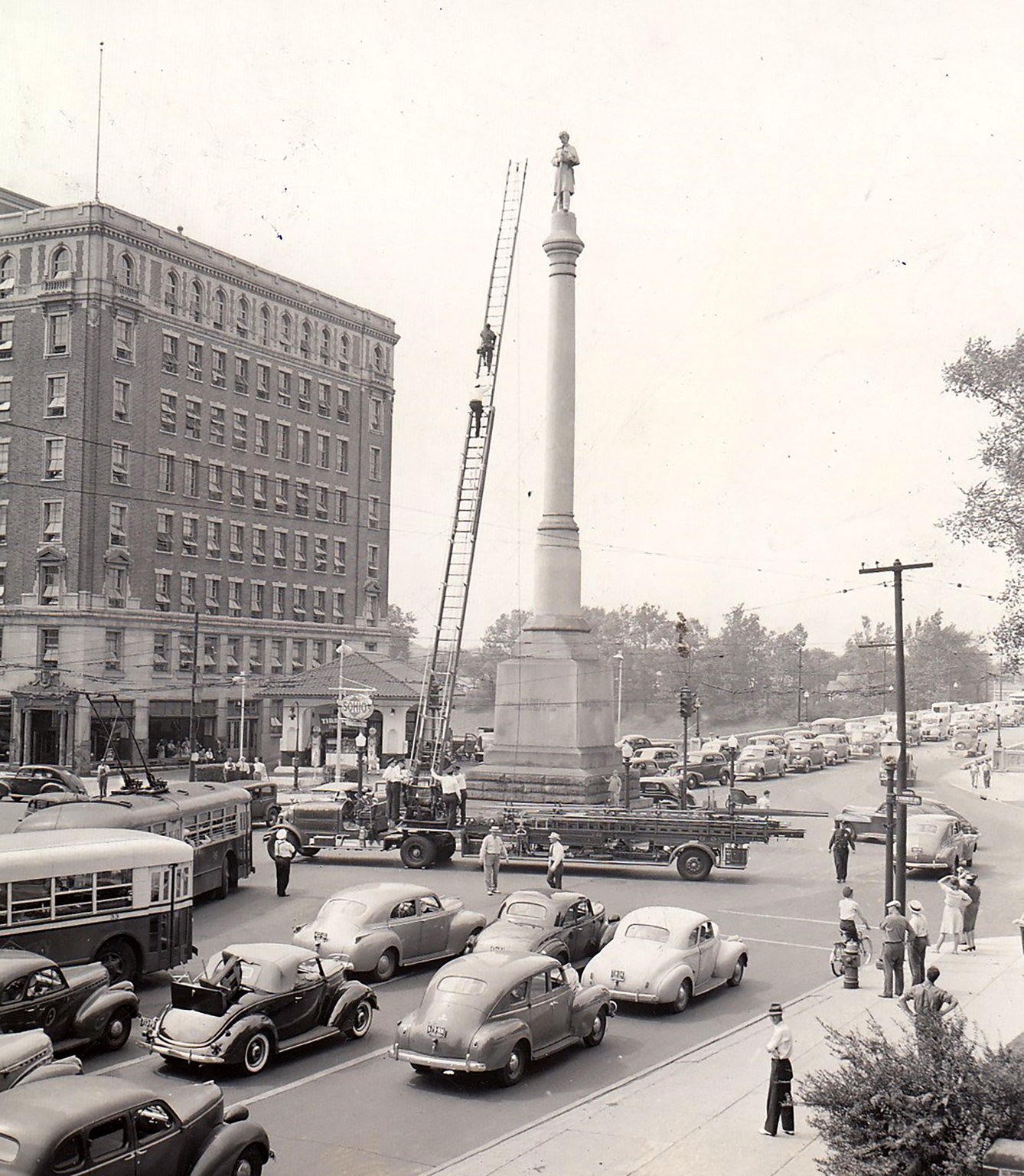 The symbol to the Civil War stood at the intersection of Main and Water Streets until 1948 when it was relocated to alleviate traffic congestion. DAYTON DAILY NEWS ARCHIVE