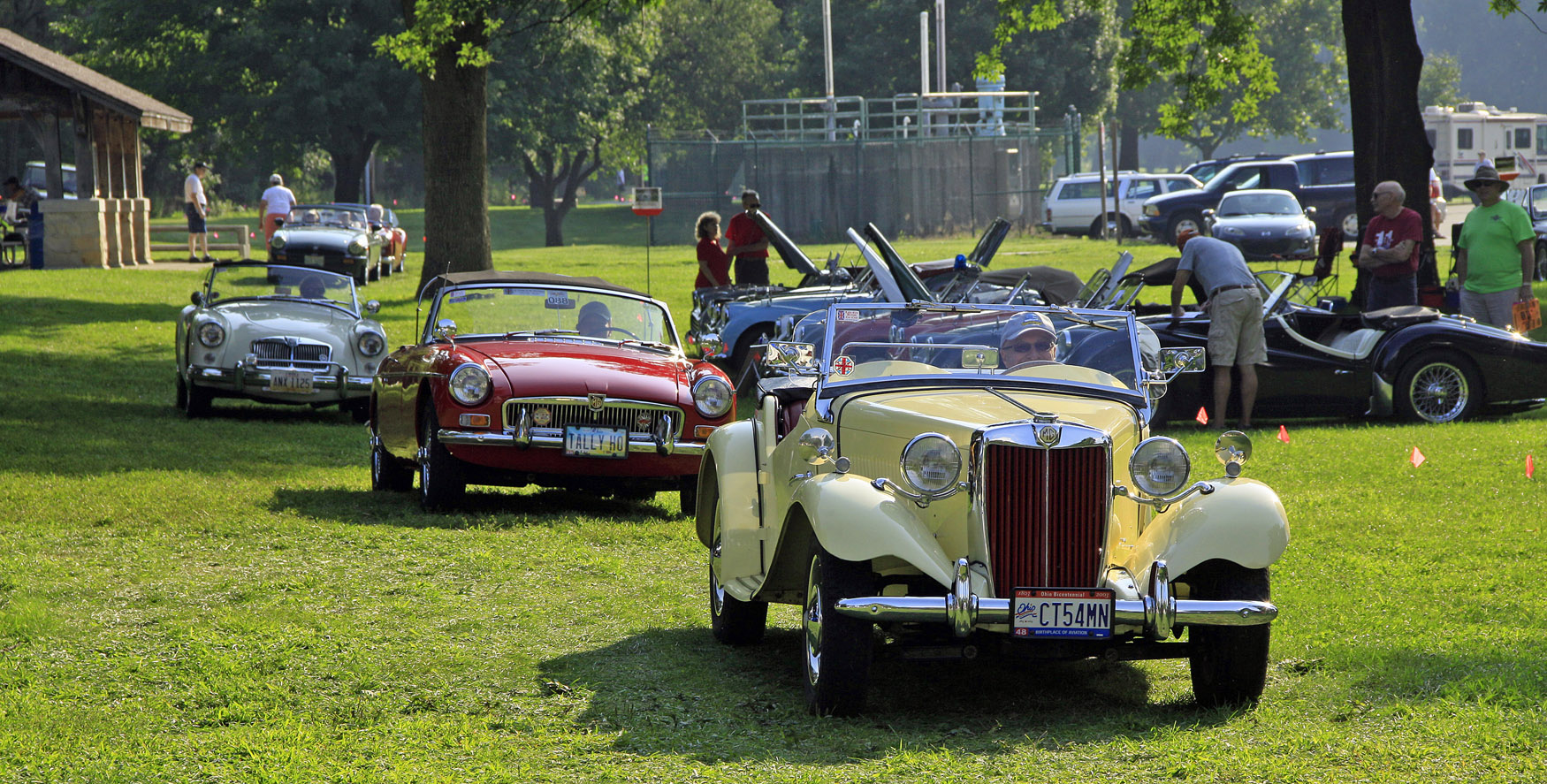 A trio of MG's enters the show field at Eastwood Metro Park for British Car Day, which will be held this year on Aug. 6. Photograph by Skip Peterson