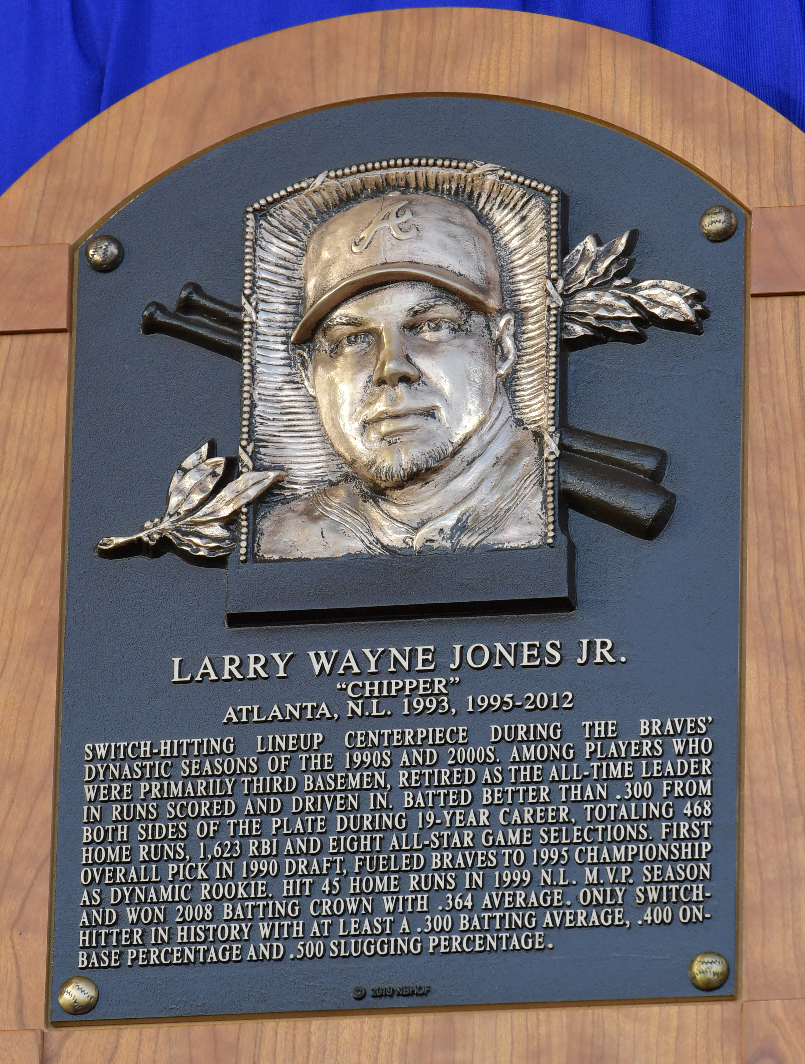Larry Wayne Chipper Jones Stats Autographed Official MLB Baseball
