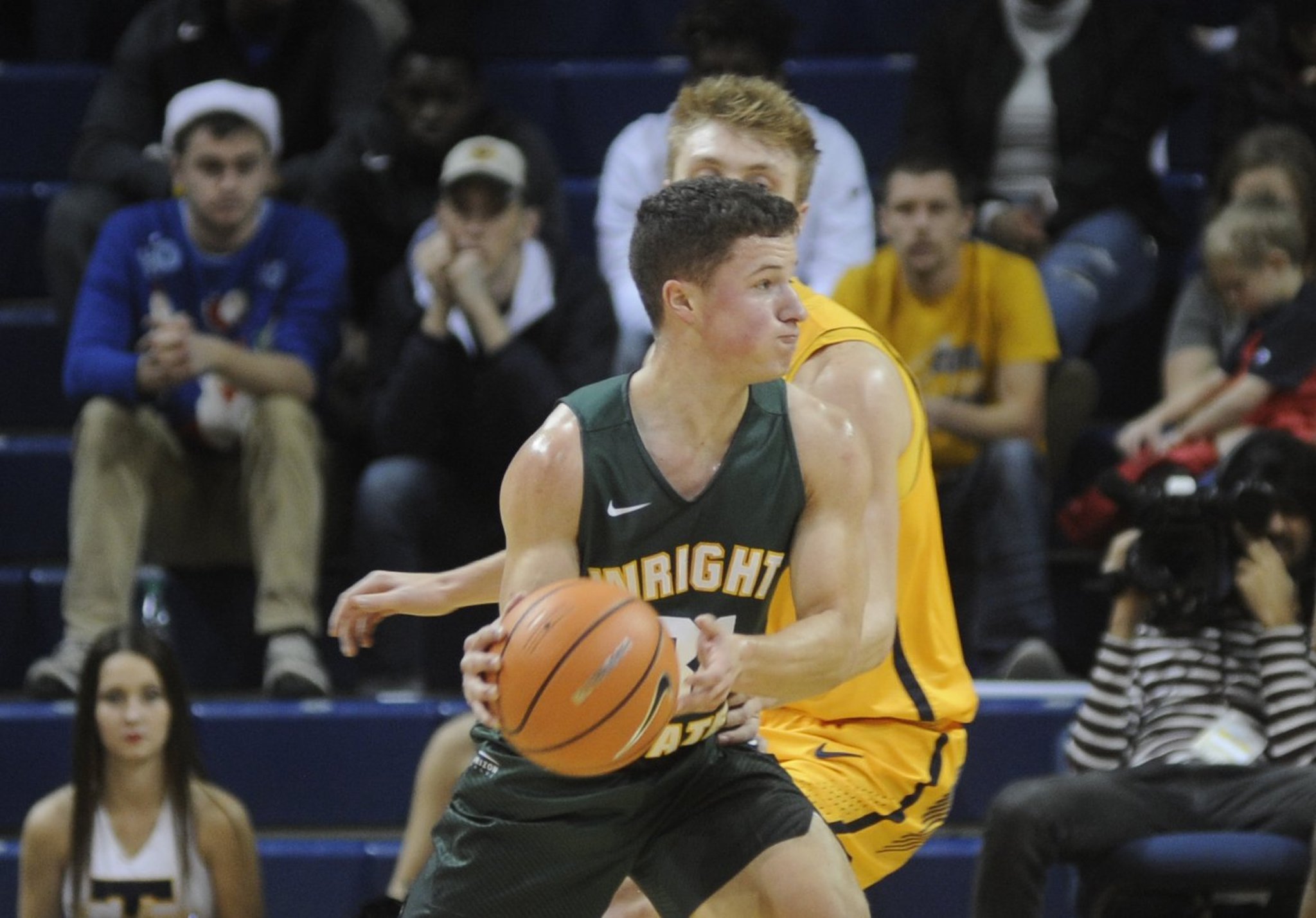 WSU’s Cole Gentry sees his first action as a Raider since transferring from South Dakota State. Wright State defeated host Toledo 77-69 at the Savage Arena in a men’s college basketball game on Sat., Dec. 16, 2017. MARC PENDLETON / STAFF