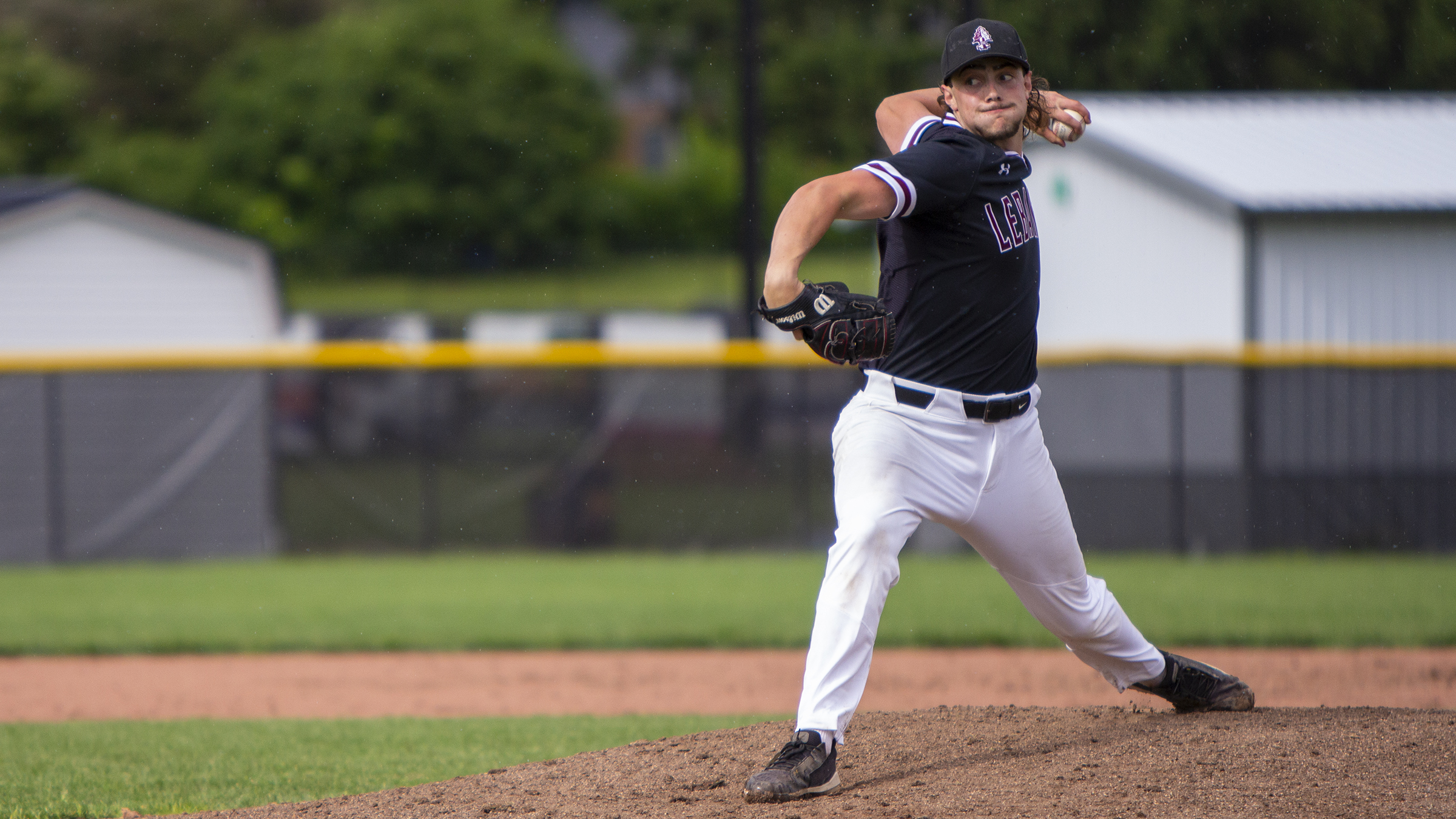 Lebanon's Parker Dillhoff pitches against Vandalia Butler in a Division I district final on Friday, May 28, 2022, in Beavercreek, Photo by Jeff Gilbert
