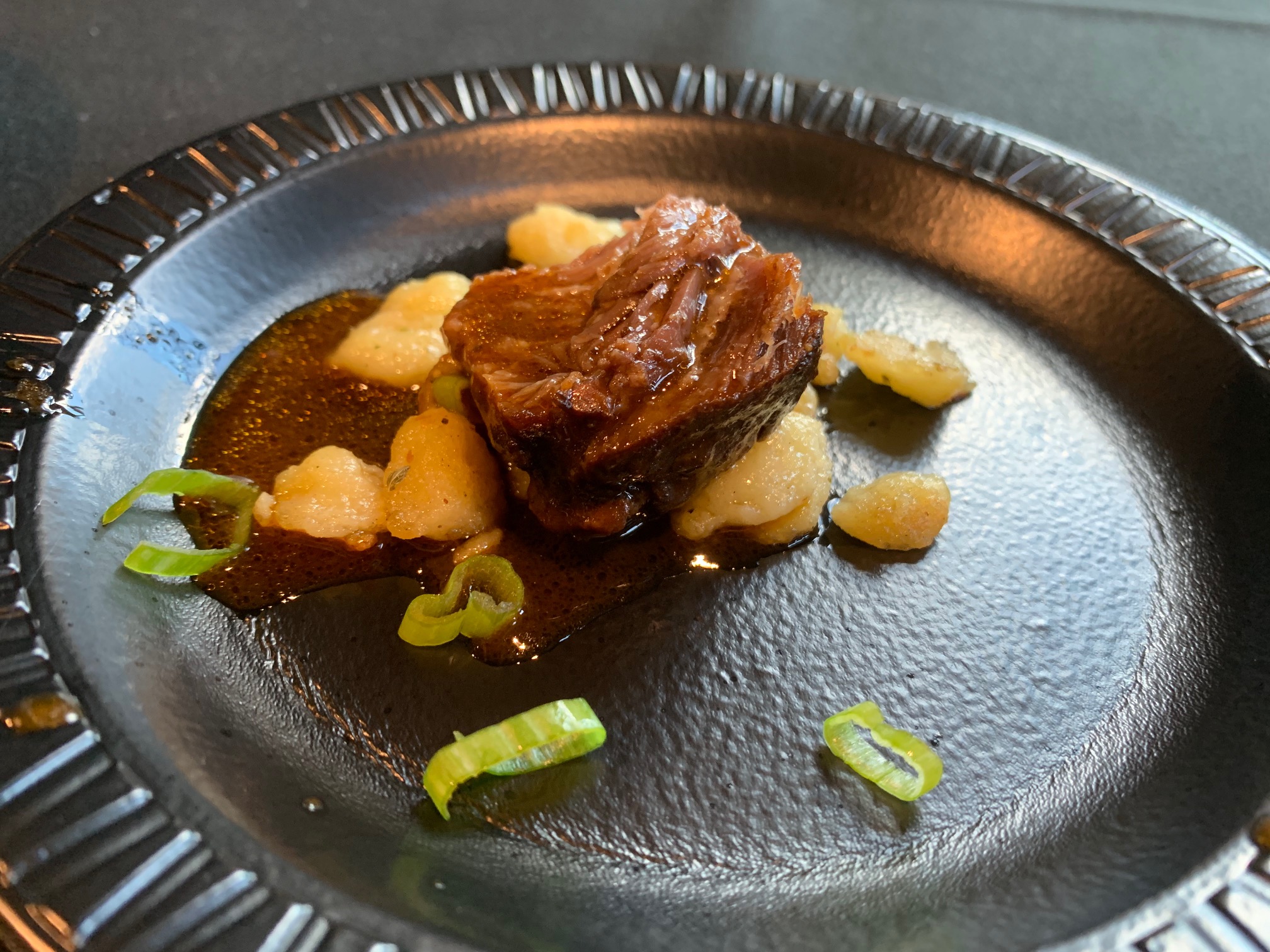 Carillon Brewing Company Shortrib with homemade spittle. ALEXIS LARSEN/