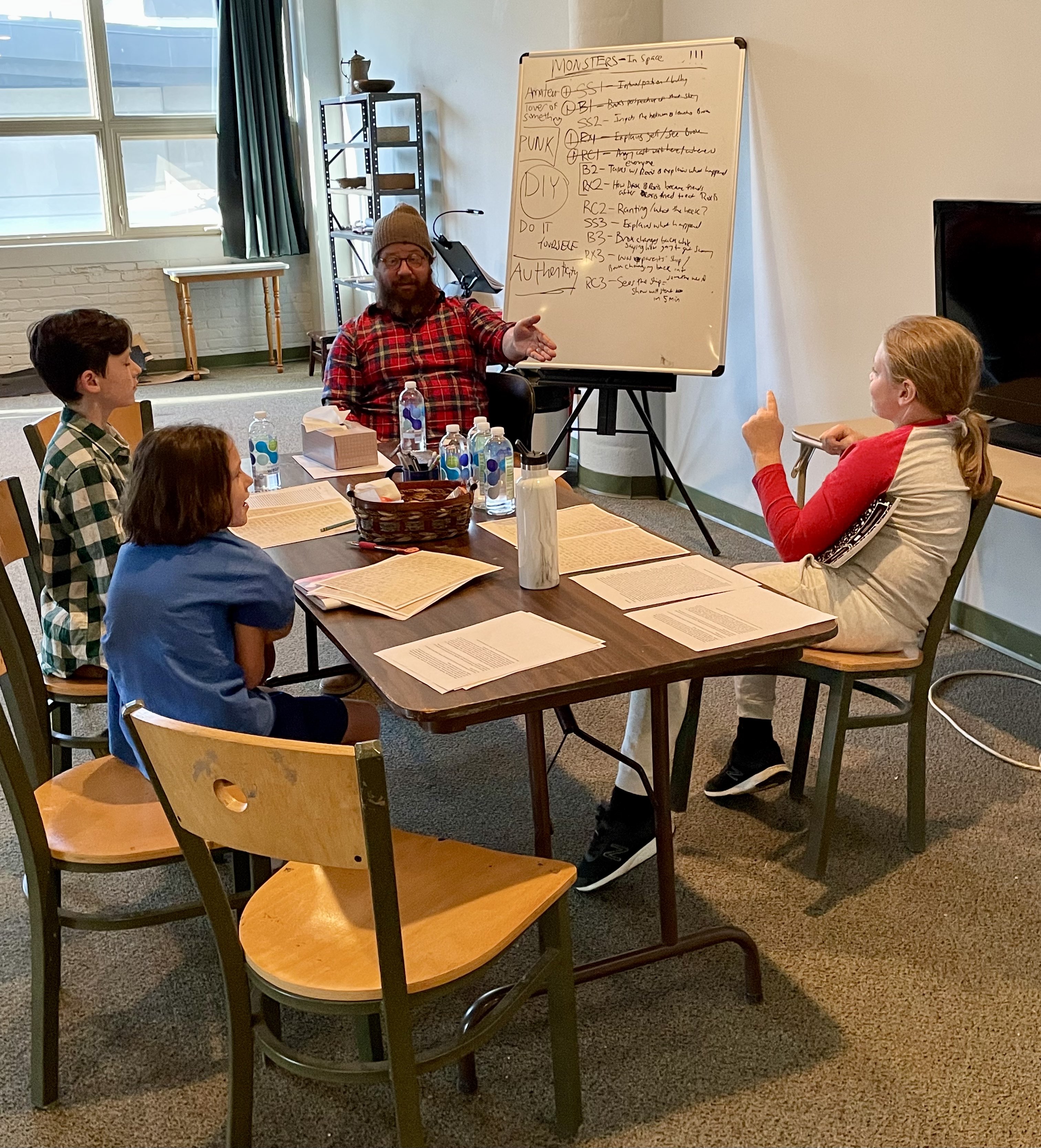 Anemone McKenzie, Adrian McKenzie, Mathew Klickstein and Jaxon Heritage at the writing and performance workshop. DEBBIE JUNIEWICZ/CONTRIBUTOR